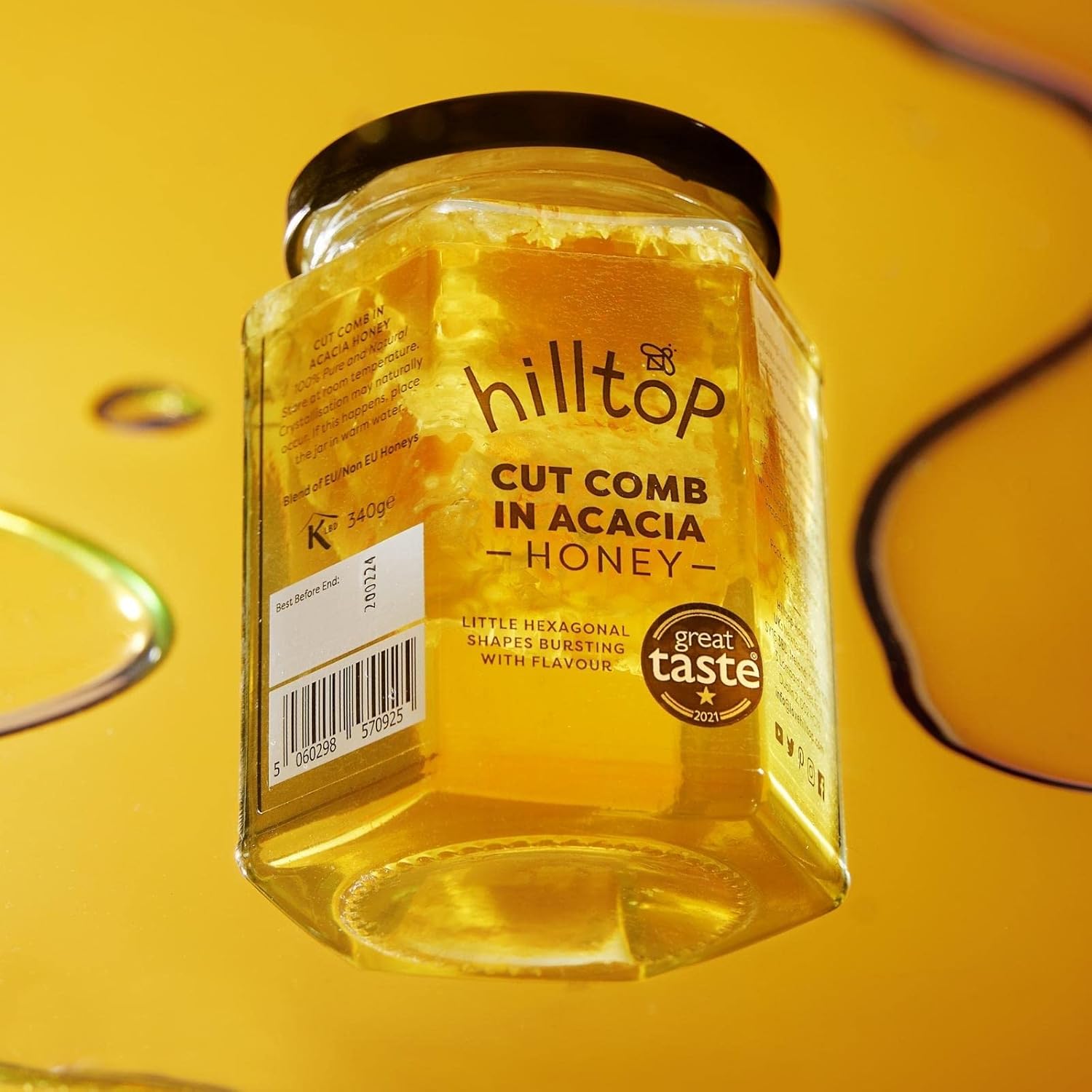 Hilltop Honey – Geschnittene Waben in Akazienhonig, 340 g 4