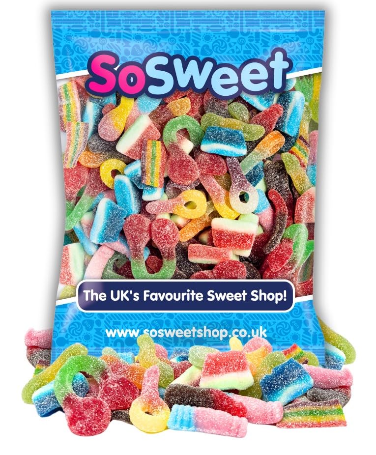 SoSweet Fizzy Sweet Mix – 1 kg spritzige Pick &amp; Mix-Süßigkeiten | Saure Fruchtaromen, Partysüßigkeiten, Leckereien zum Teilen
