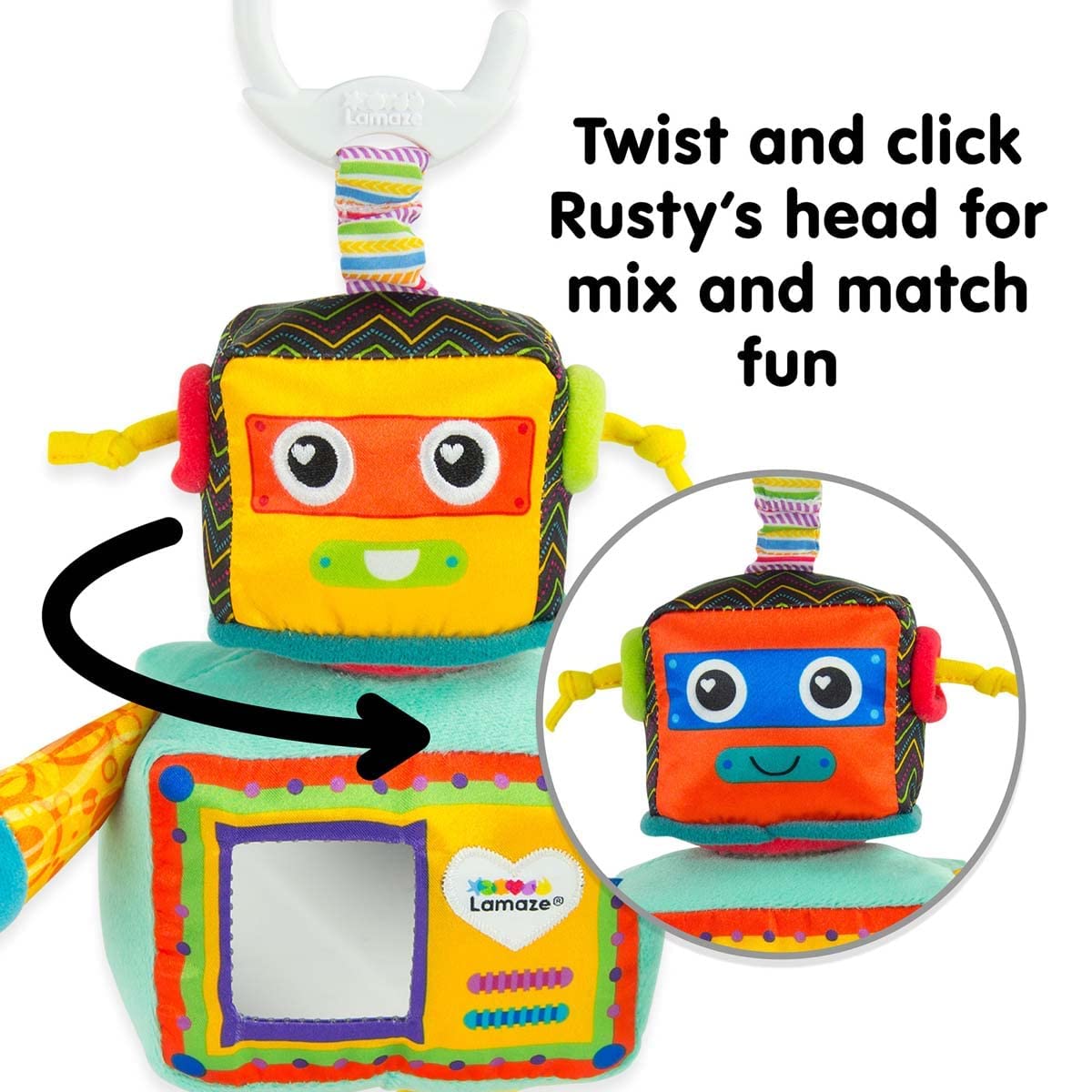 LAMAZE Rusty the Robot Clip-On Pram & Pushchair Toy | Sensory Development for Newborns 0-6 Months 3