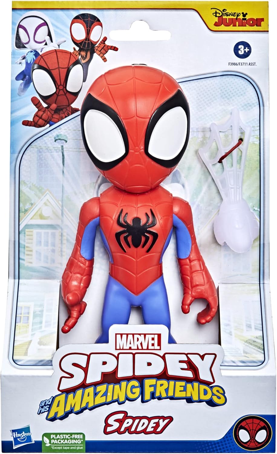 Marvel Spidey and His Amazing Friends Supersized Spidey Action Figure - 22.5 cm Poseable Figure with Web Accessory, Ages 3+ 5