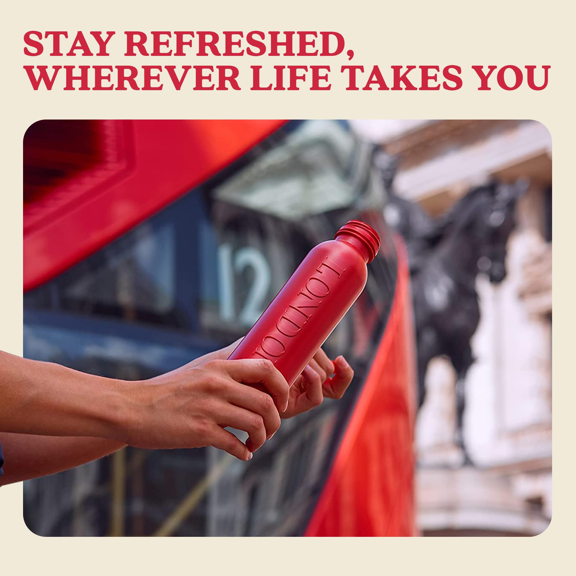 Bottle Up Wiederverwendbare BPA-freie Wasserflasche 500 ml – London Red, vorgefüllt mit reinem stillem Quellwasser 5
