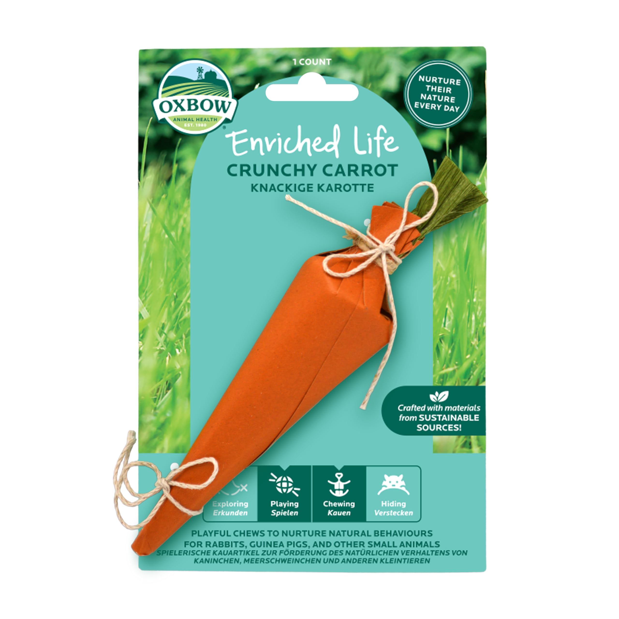 Oxbow Enriched Life Crunchy Carrot Chew Toy for Small Animals | Supports Chewing & Enrichment