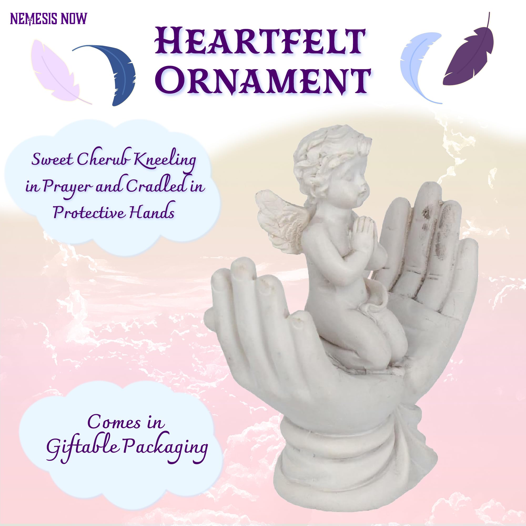 Nemesis Now Raised To Heaven Cherub Figur – Weiße Engelsstatue aus Kunstharz NEM3997 8