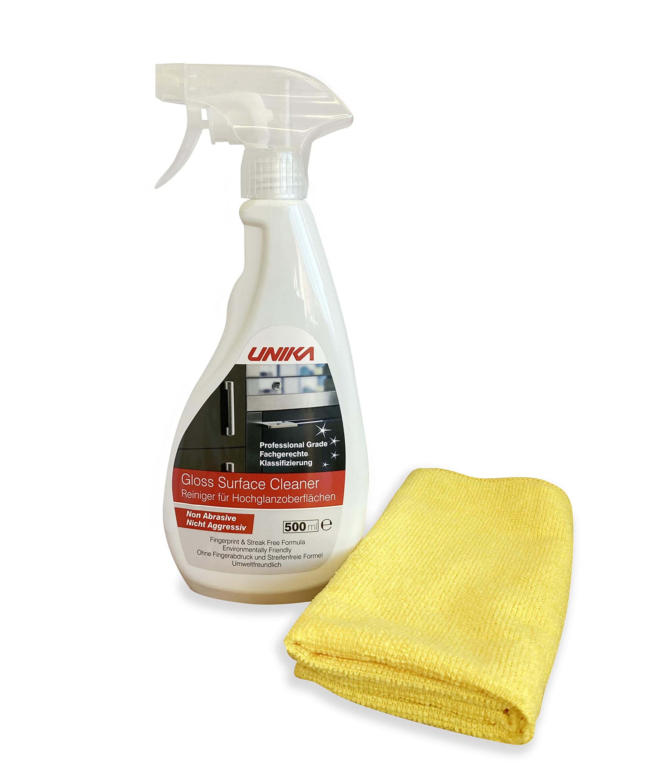 Unika Gloss Surface Cleaner - High Shine, Streak-Free Finish | 500ml Spray | Lemon Scent 1