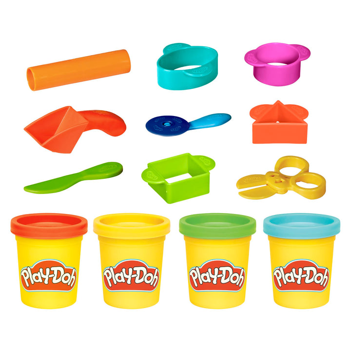 Play-Doh Starter Set - 9 Tools, 4 Colors, Reusable Travel Bag for Kids 3+