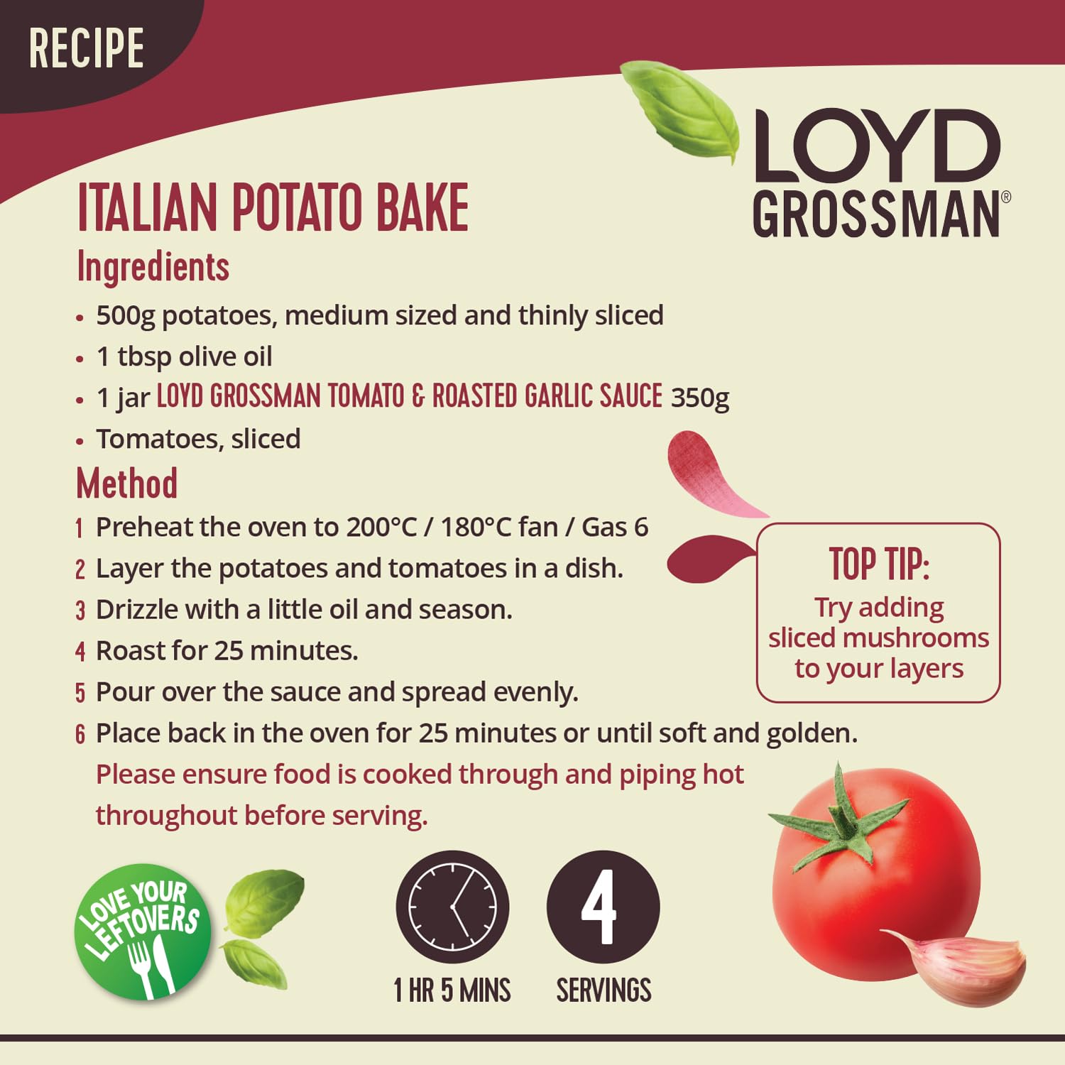 Loyd Grossman - Italian Tomato & Roasted Garlic Pasta Sauce 350g 5