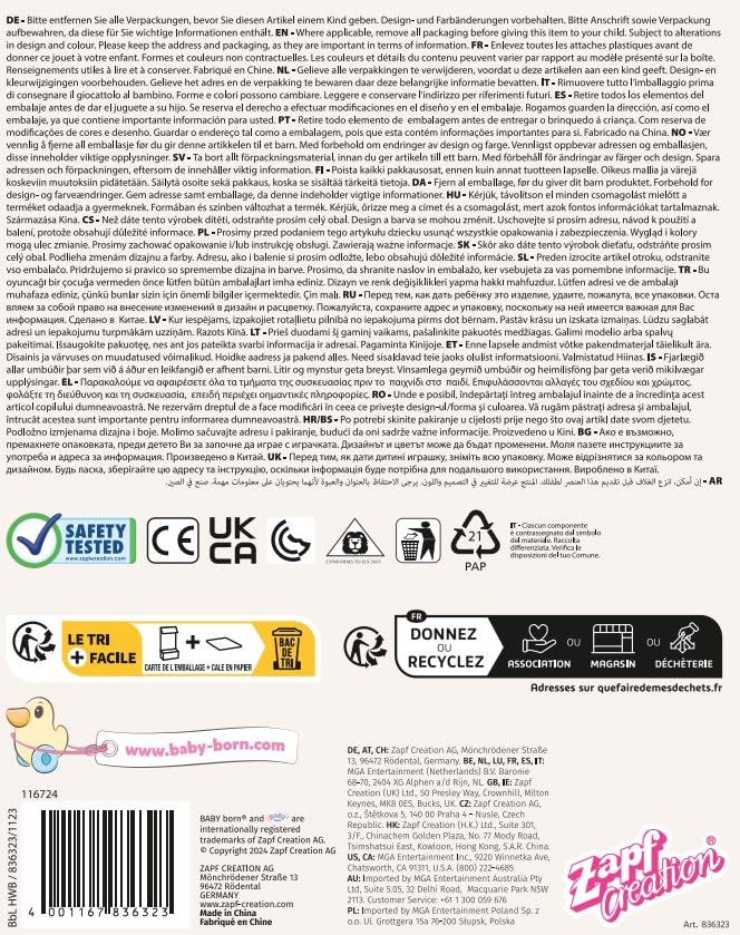 BABY born Little Outdoor Onesie 836323 - Green Rain Suit with Pink Wellies for 36cm Dolls 8