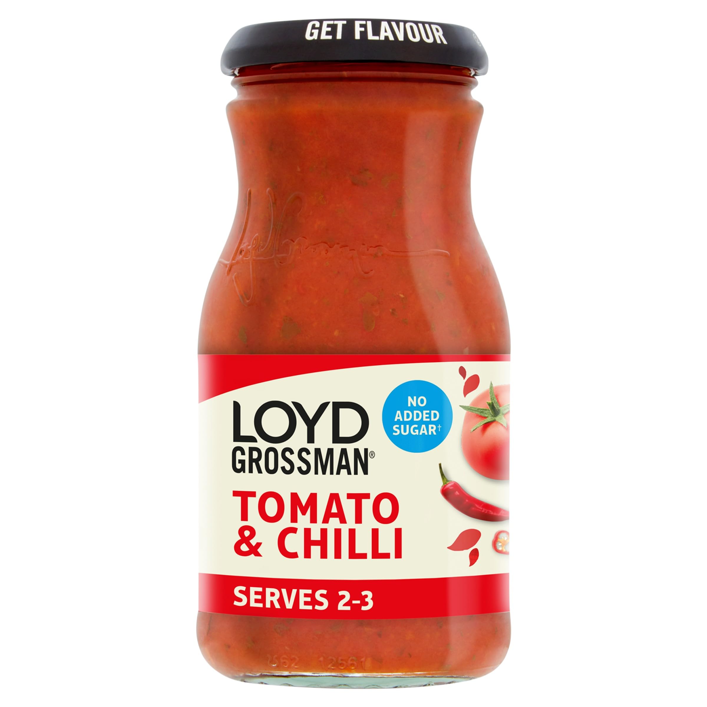 Loyd Grossman No Added Sugar Italian Tomato & Chilli Sauce – Medium Heat, Vegetarian Pasta Sauce, 350g Jar