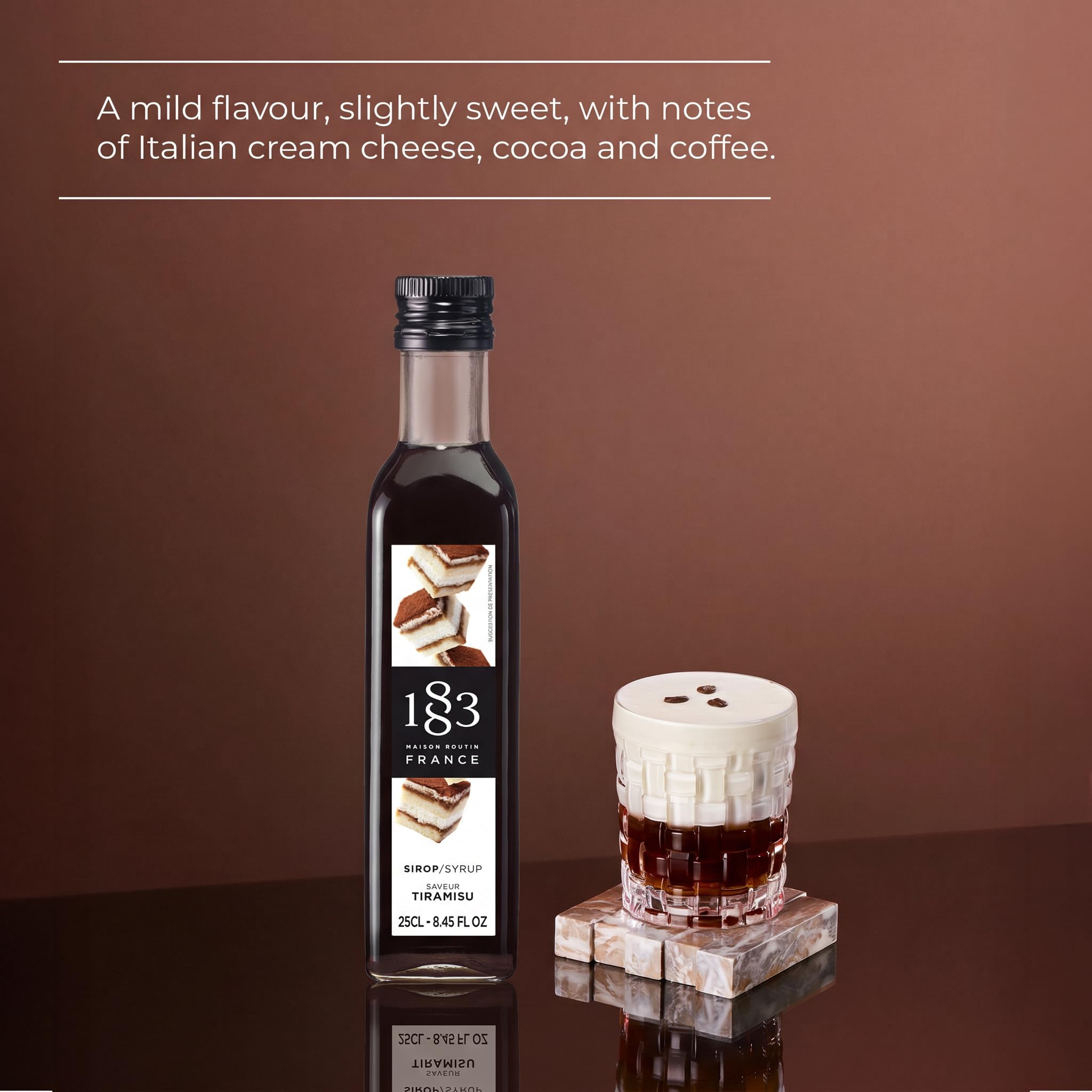 1883 MAISON ROUTIN Premium Tiramisu Syrup - Coffee & Cocoa Dessert Flavour | 250 ml