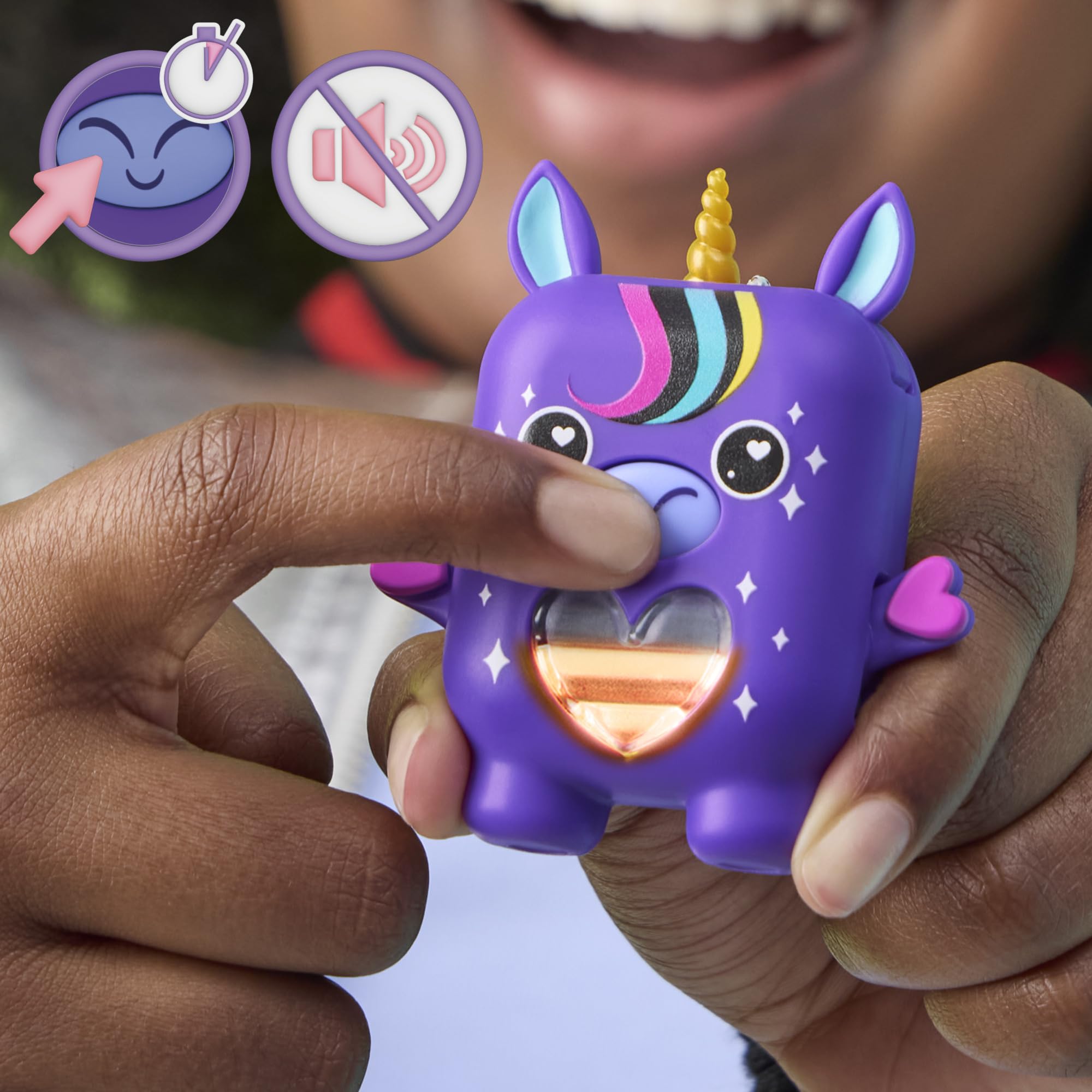 Hasbro Nano-Mals Stardream the Unicorn - Electronic Fidget Pet with Light-Up Heart, 70+ Reactions & Silent Mode 6