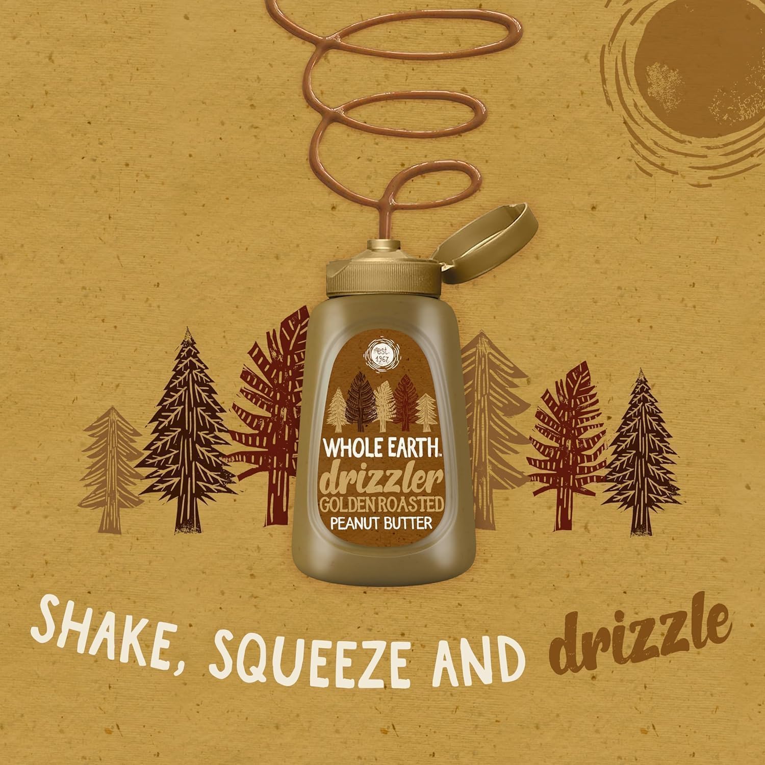 Whole Earth Drizzler Golden Roasted Peanut Butter - Super Smooth Squeezy Runny Nut Spread 6 x 320g 11