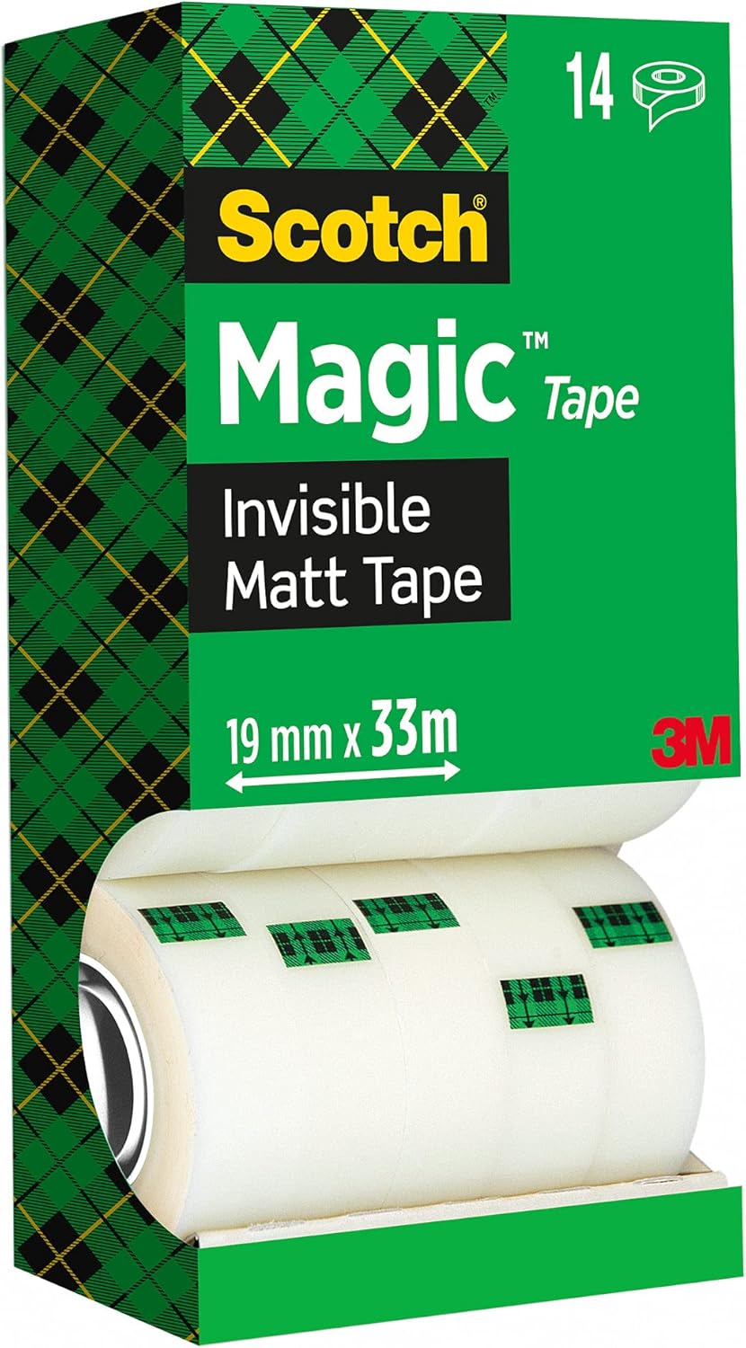 Scotch Magic Invisible Tape - 1 Roll, 19 mm x 33 m - General Purpose Sticky Tape for Document Repair, Labelling & Sealing 1