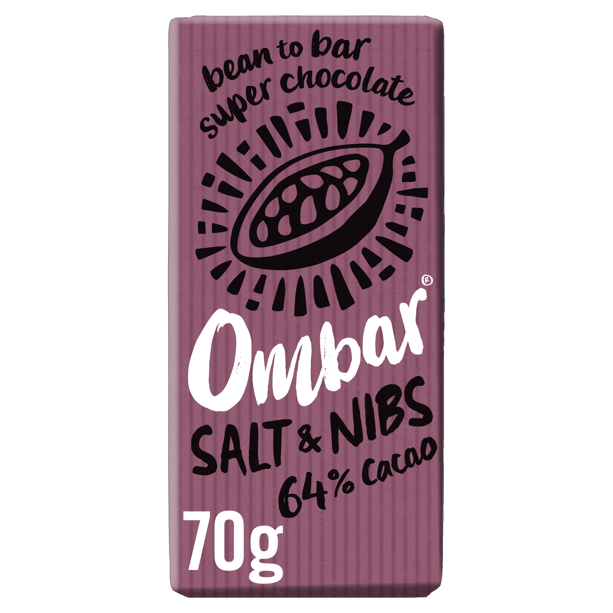 Ombar Salt & Nibs 64%, Vegan, Organic, Fair Trade Chocolate Bar