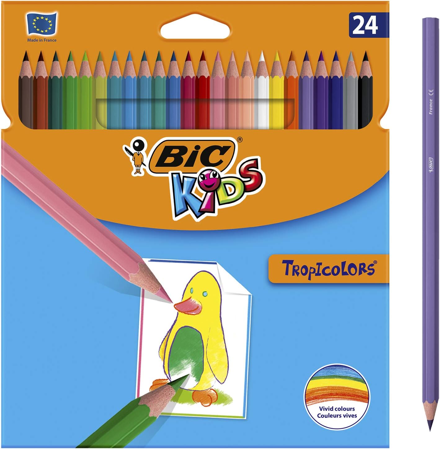 BIC Kids Tropicolors Colouring Pencils - 24 Pack - Wood-Free Drawing Pencils for Kids 5+