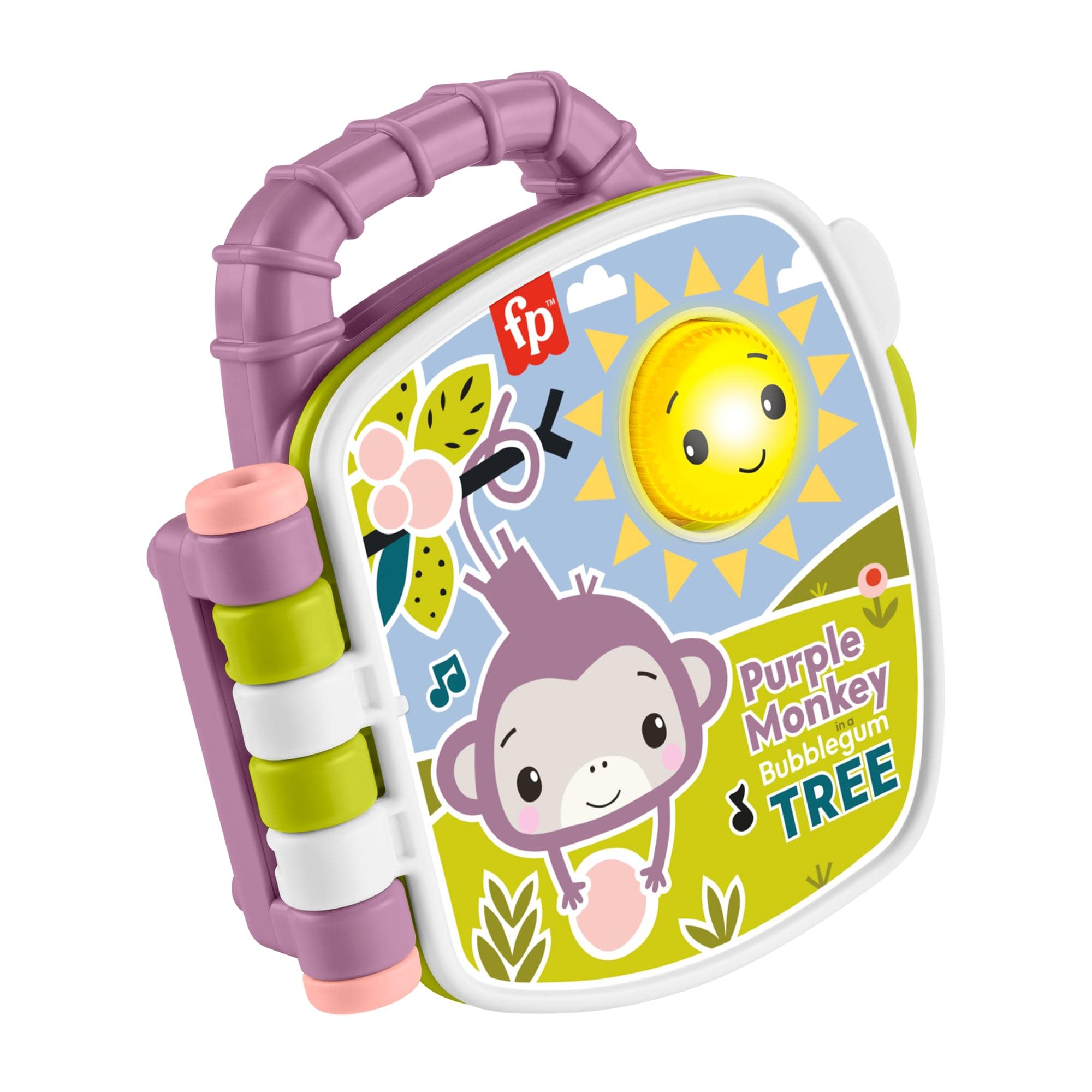 Fisher-Price Purple Monkey Musical Storybook - Lights, Sounds & Song for Babies 6M+