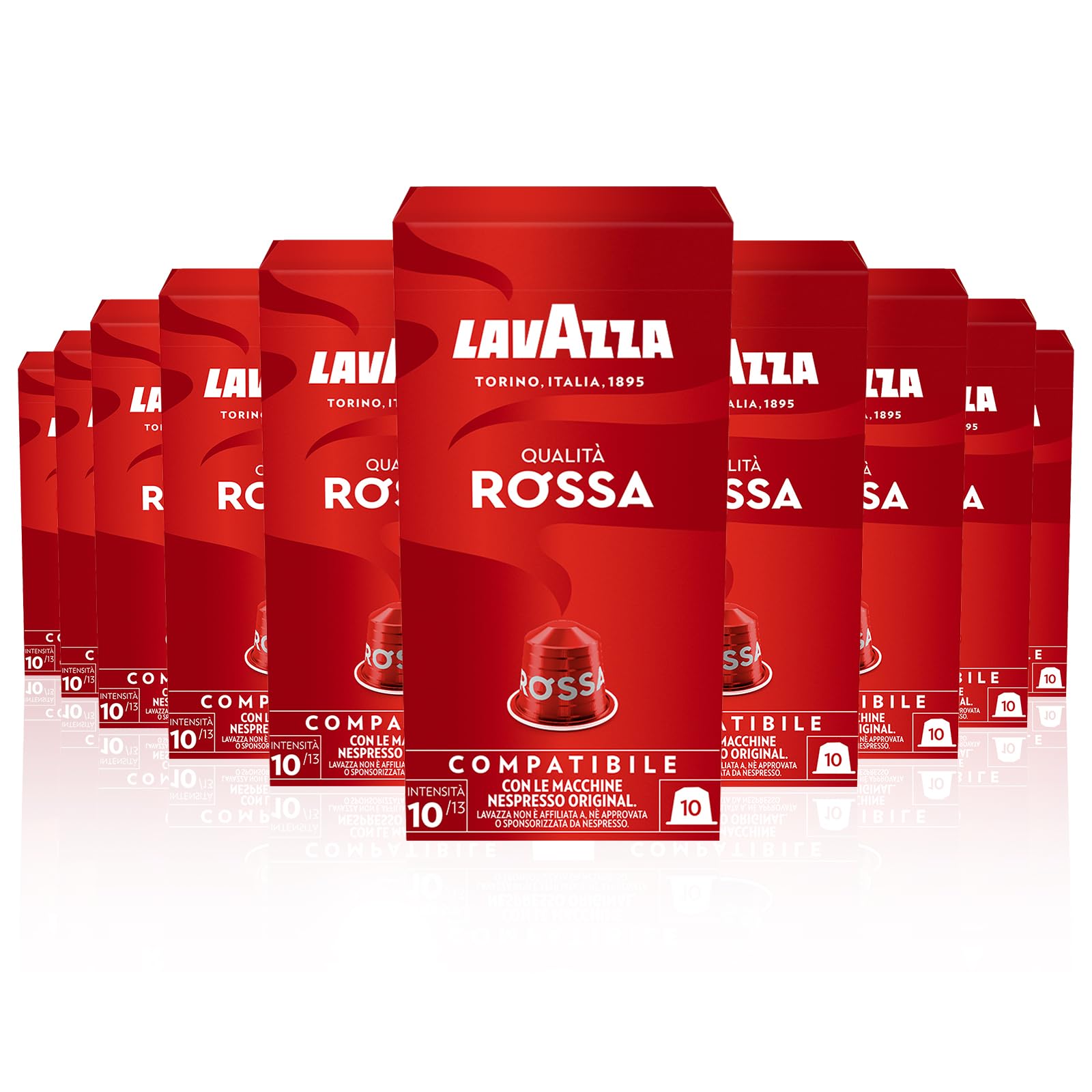 Lavazza Qualità Rossa - 100 Aluminum Coffee Capsules Compatible with Nespresso Original Machines