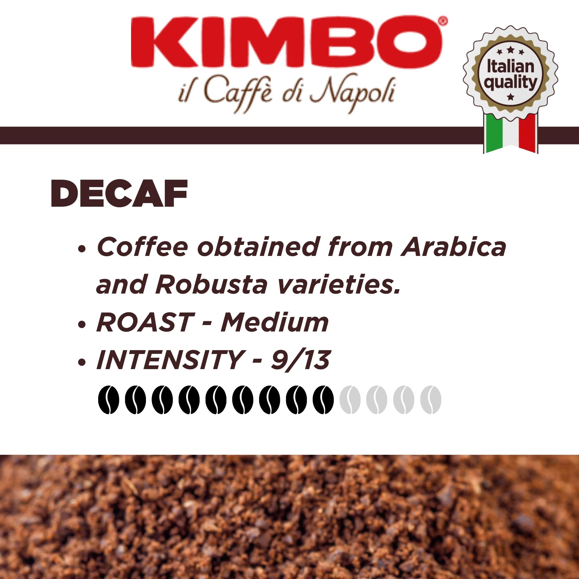 Kimbo - Decaffeinated Ground Coffee 250g | Medium Roast Italian Espresso 3