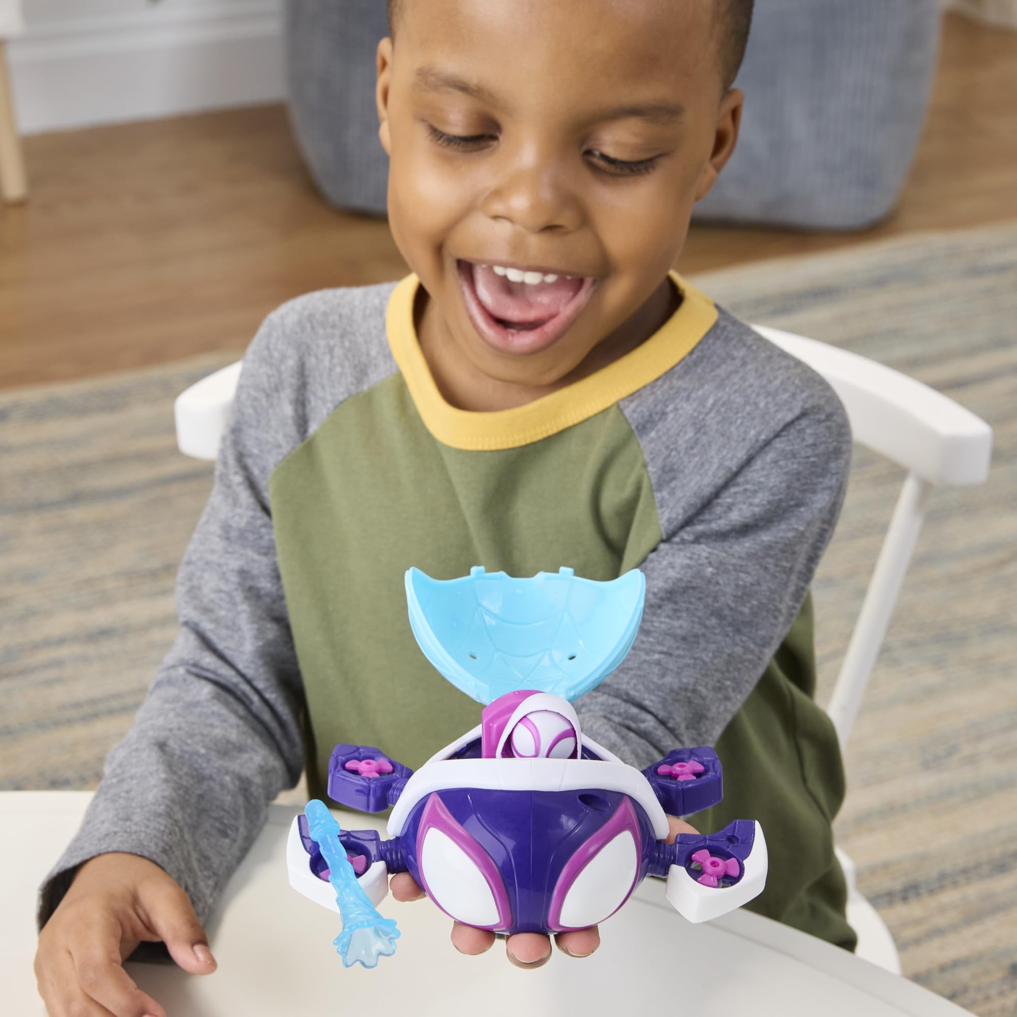 Spidey and His Amazing Friends Marvel Water-Webs Ghost Turtle Submarine Toy - Color-Change Eyes & Action Figure Playset 5