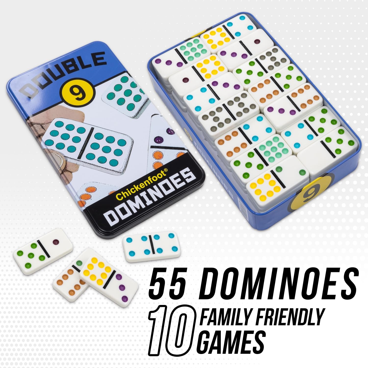 Front Porch Classics Double 9 Dominoes in a Tin 3