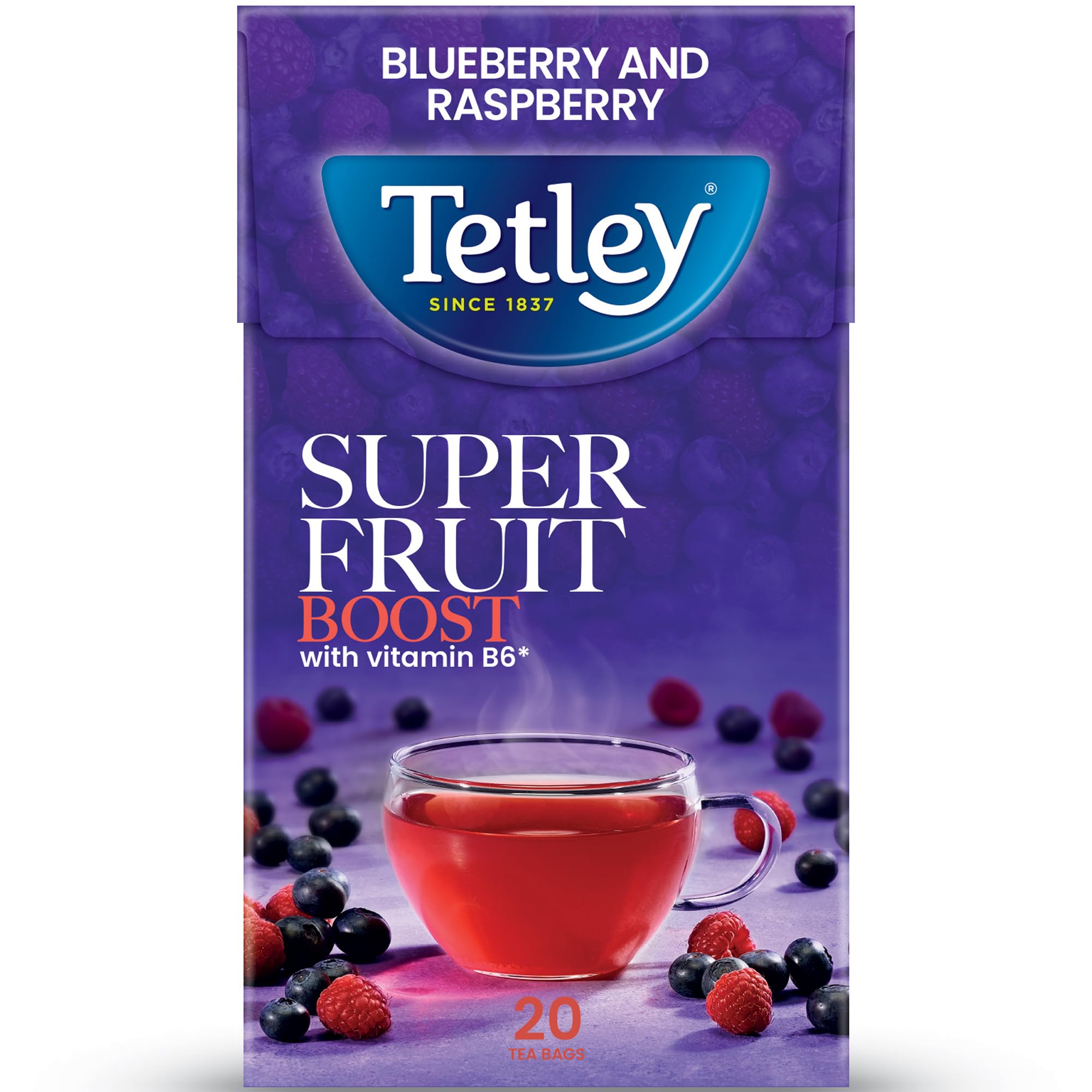 Tetley Super Fruits Boost Cranberry & Elderflower Herbal Tea Bags x20 with Vitamin B6 1