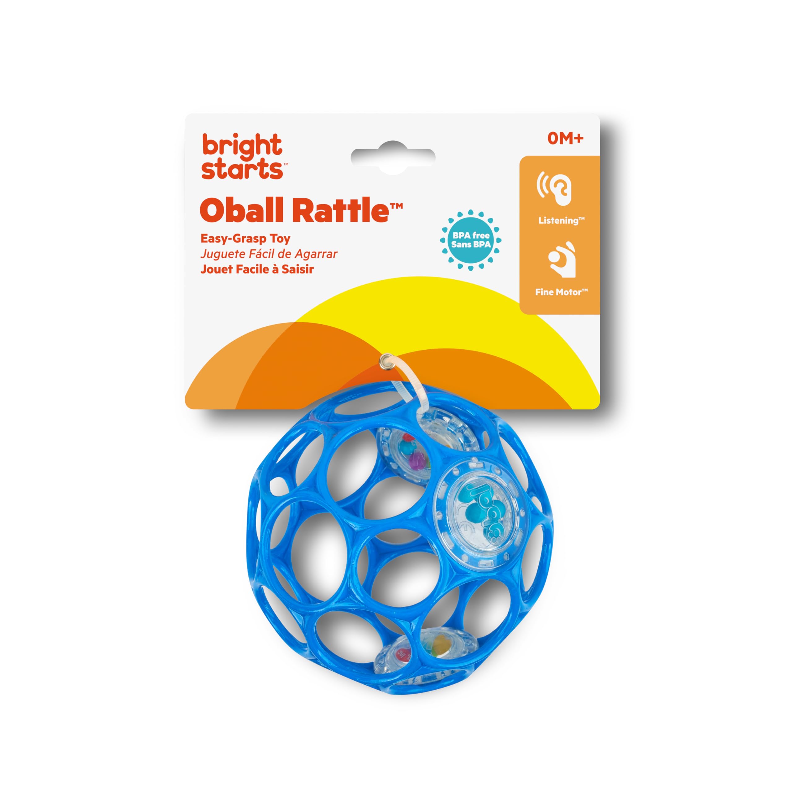 Bright Starts Oball Easy-Grasp Rattle - BPA-Free Infant Toy for Newborns 6