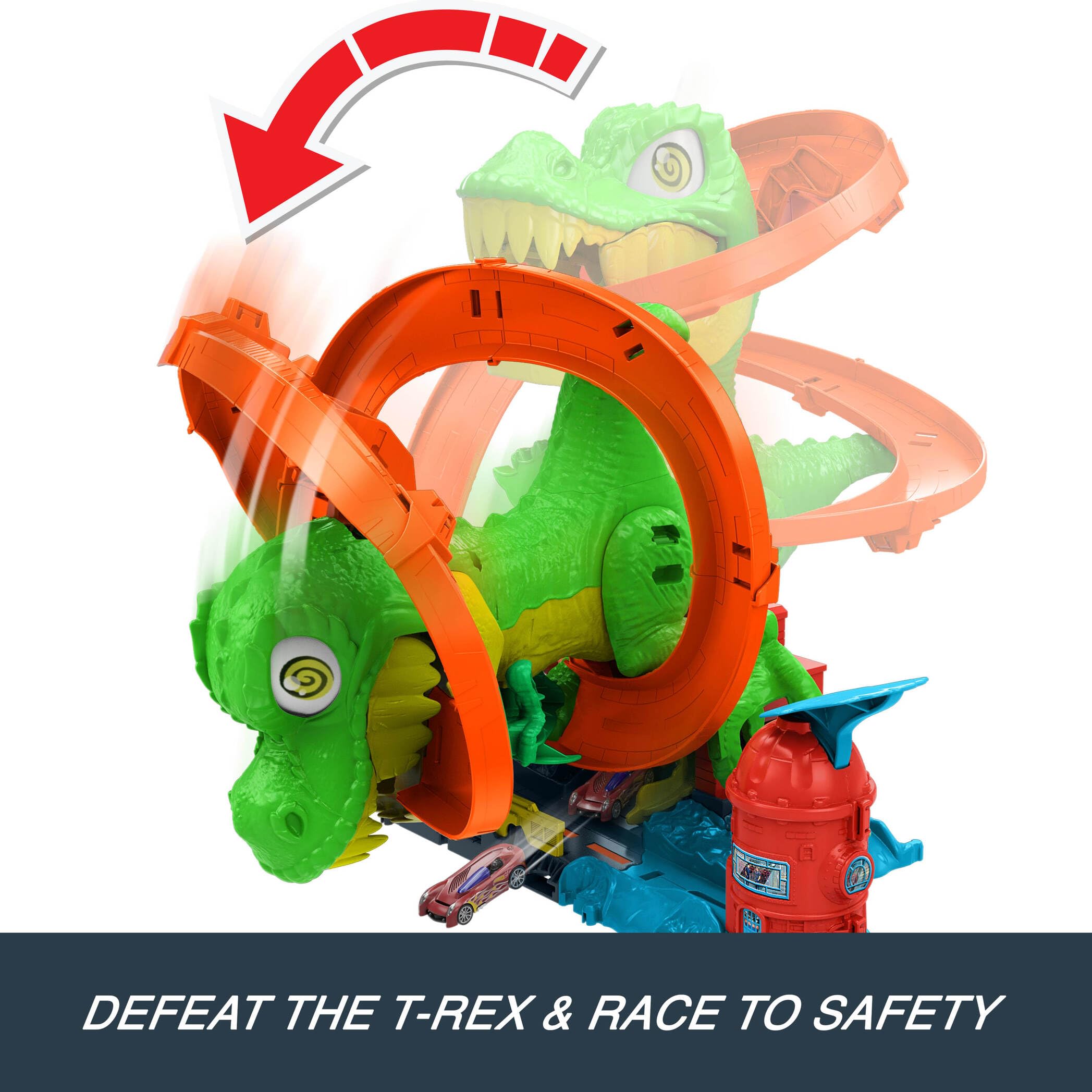 Hot Wheels City T-Rex Blaze Battle Playset with 1:64 Scale Toy Car - Ages 4+ 6