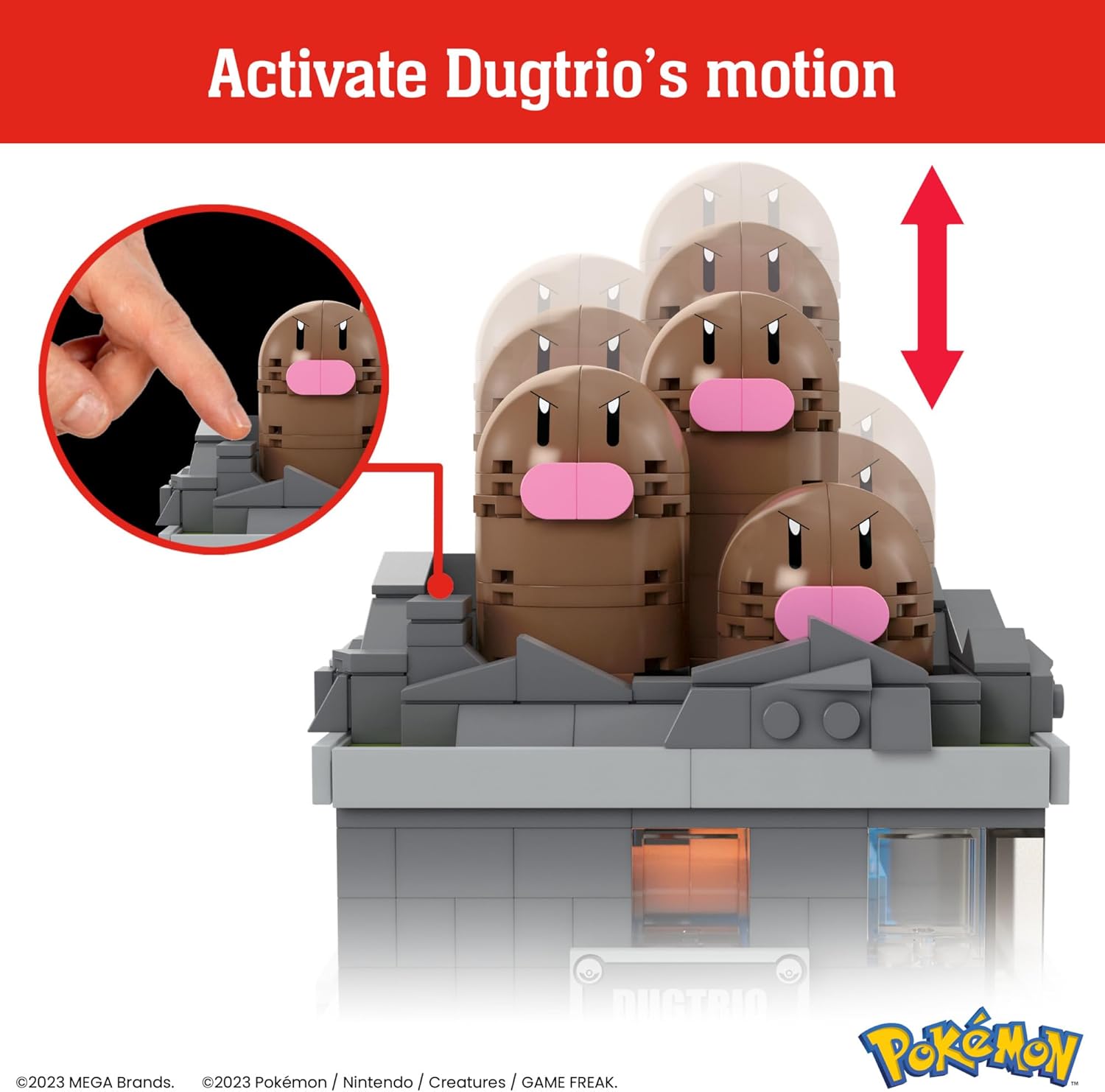 MEGA Pokémon Mini Motion Dugtrio Building Set - 350-Piece Action Figure with Pop-Up Motion 4