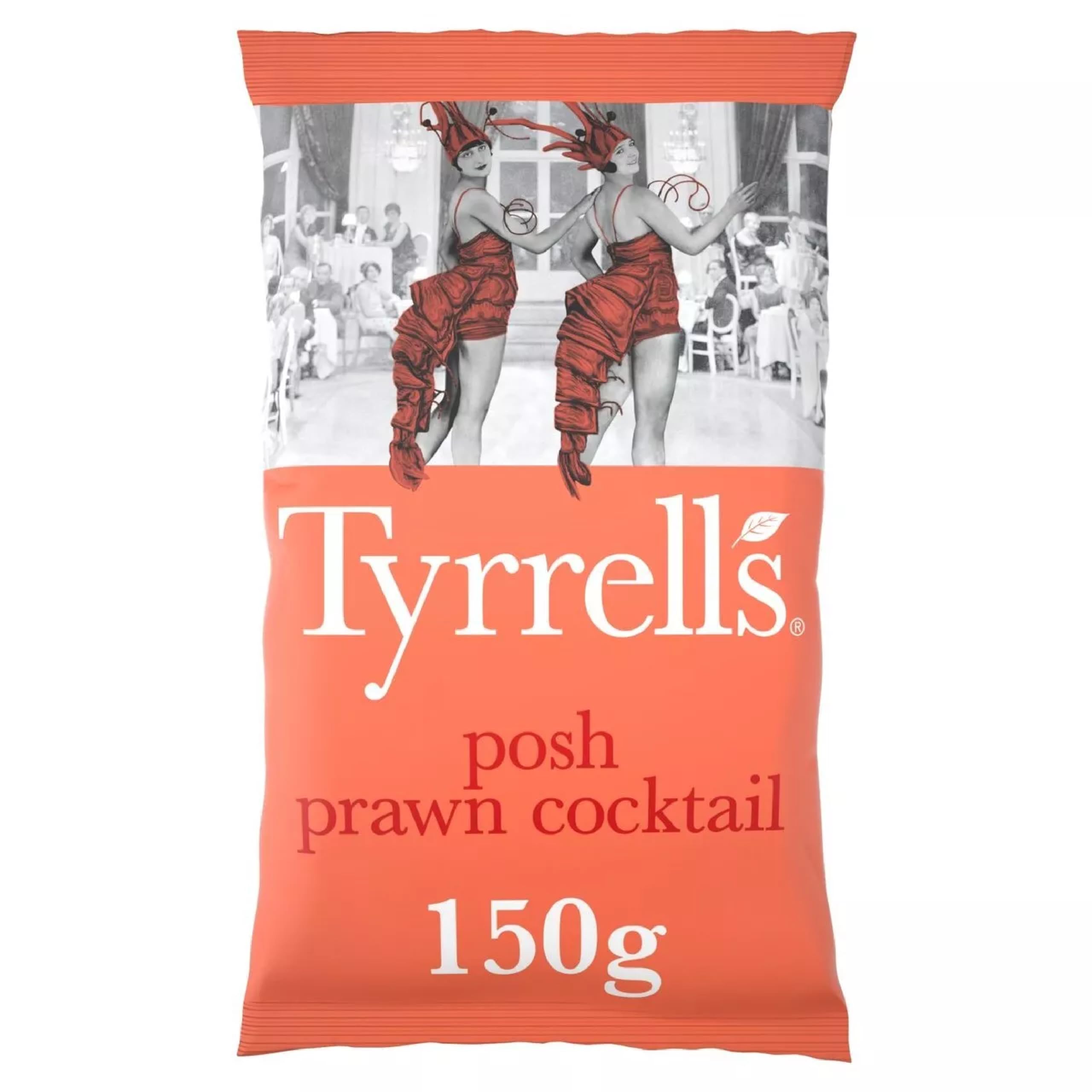 Tyrrells Crisps Posh Prawn Cocktail 150g Sharing Bag - Hand-Cooked British Snack