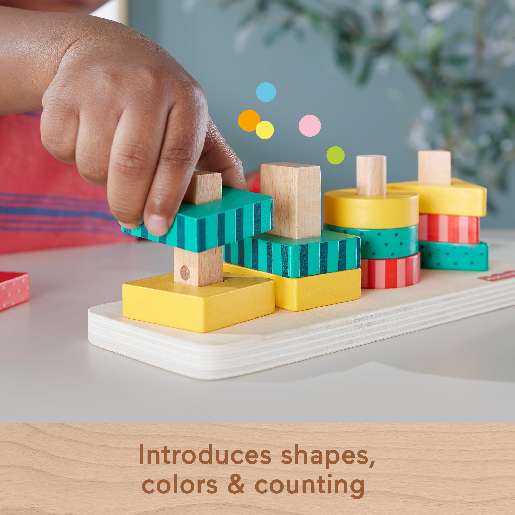 Fisher-Price Toddler Sorting Toy Wooden Shape Stacker, 13 Wood Pieces for F 5