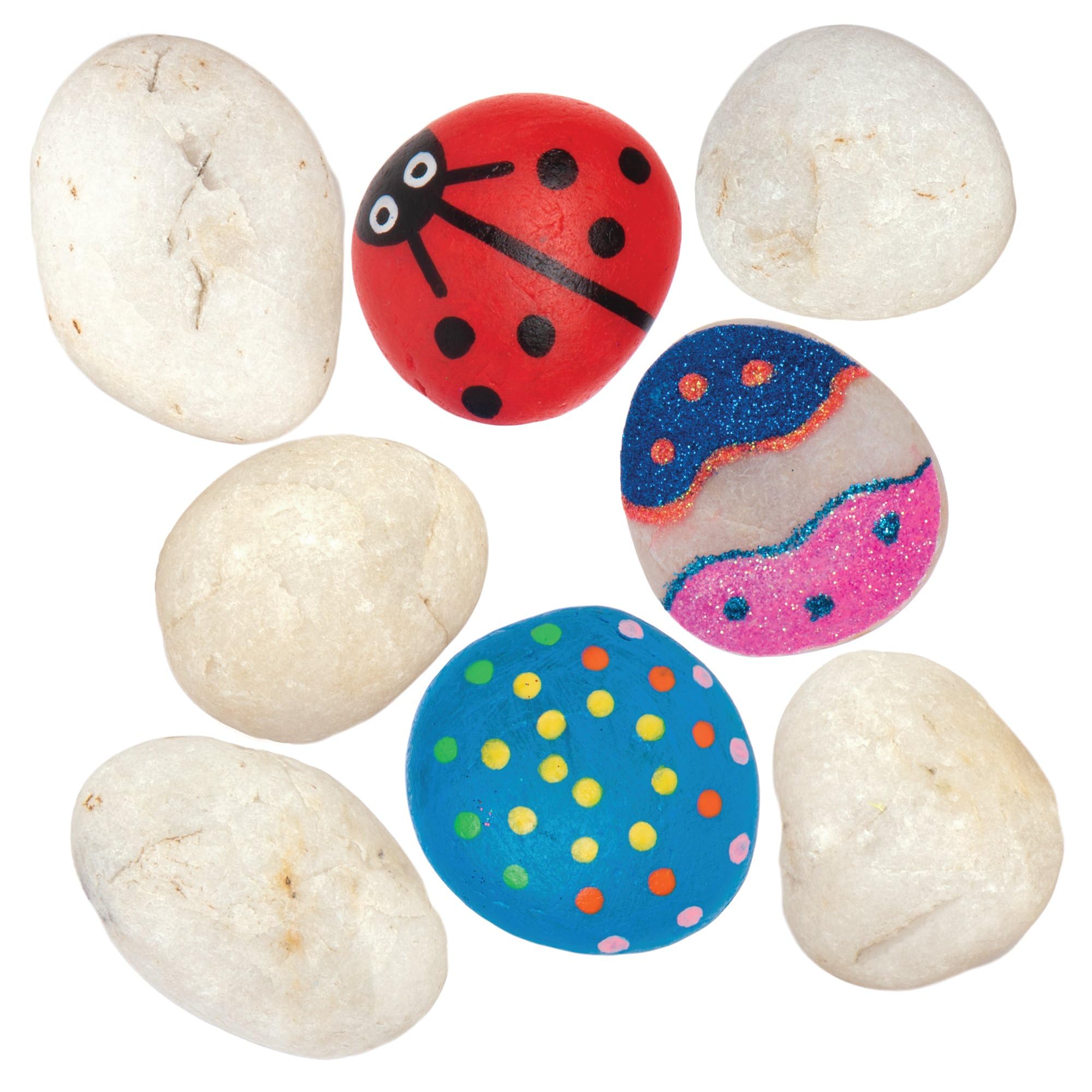 Baker Ross White Painting Stones - Pack of 20, 6.5cm Pebbles, Craft Painting Supplies 1