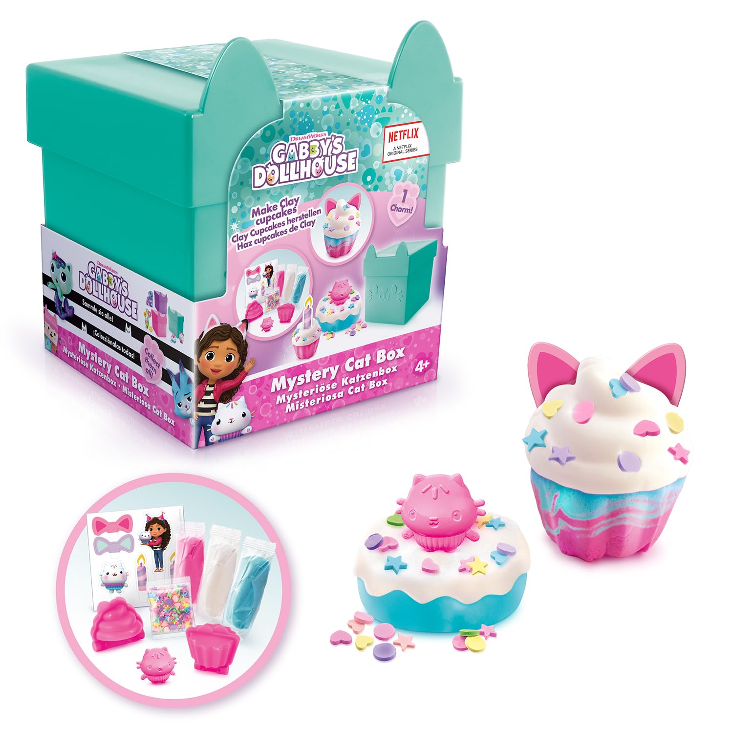 Gabby's Dollhouse Mystery Cat Box Clay Sensory Kit - Cakey Cat Charm, Ages 3+