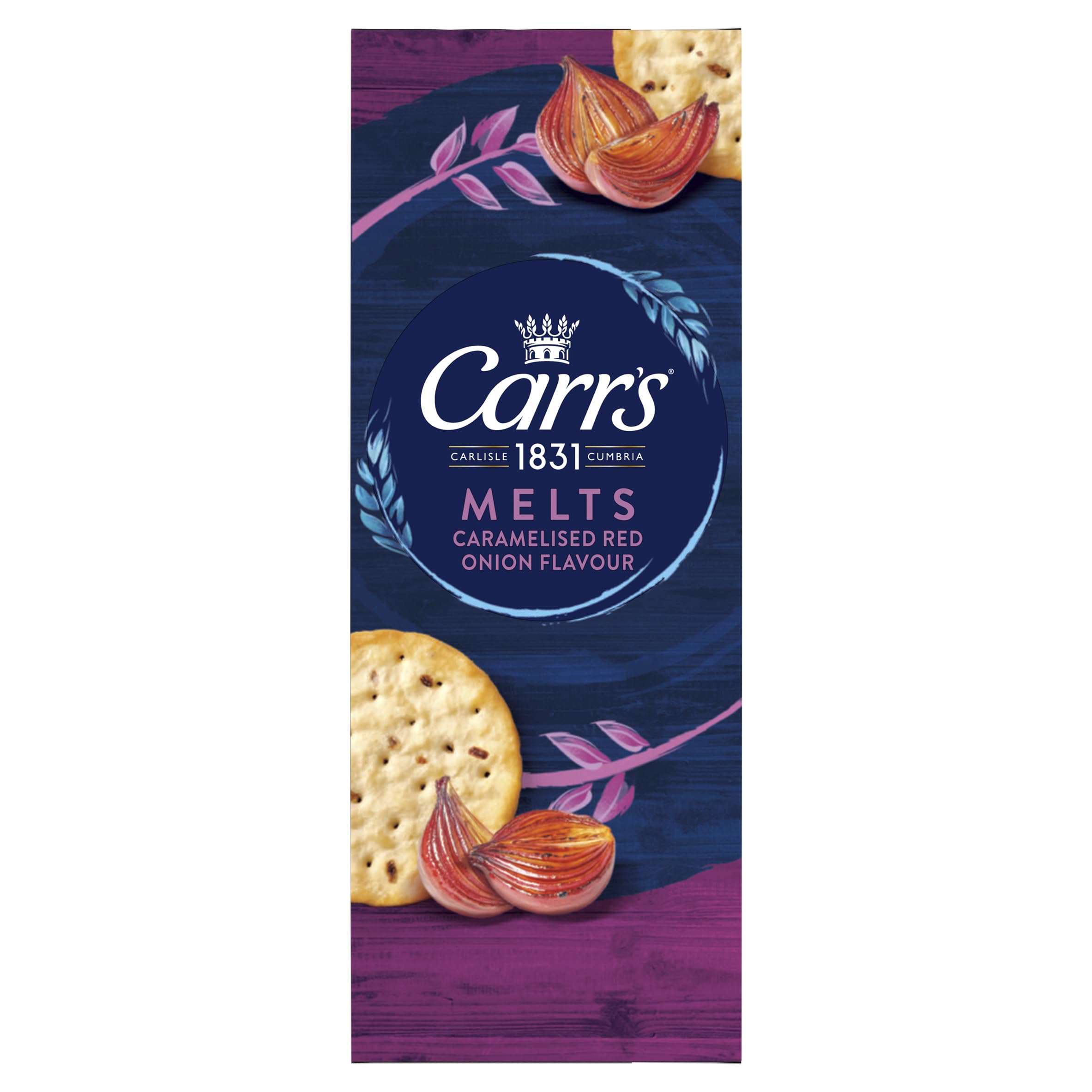 Carr's Melts Caramelised Red Onion Flavour Crackers - Crisp & Light Texture | 150g