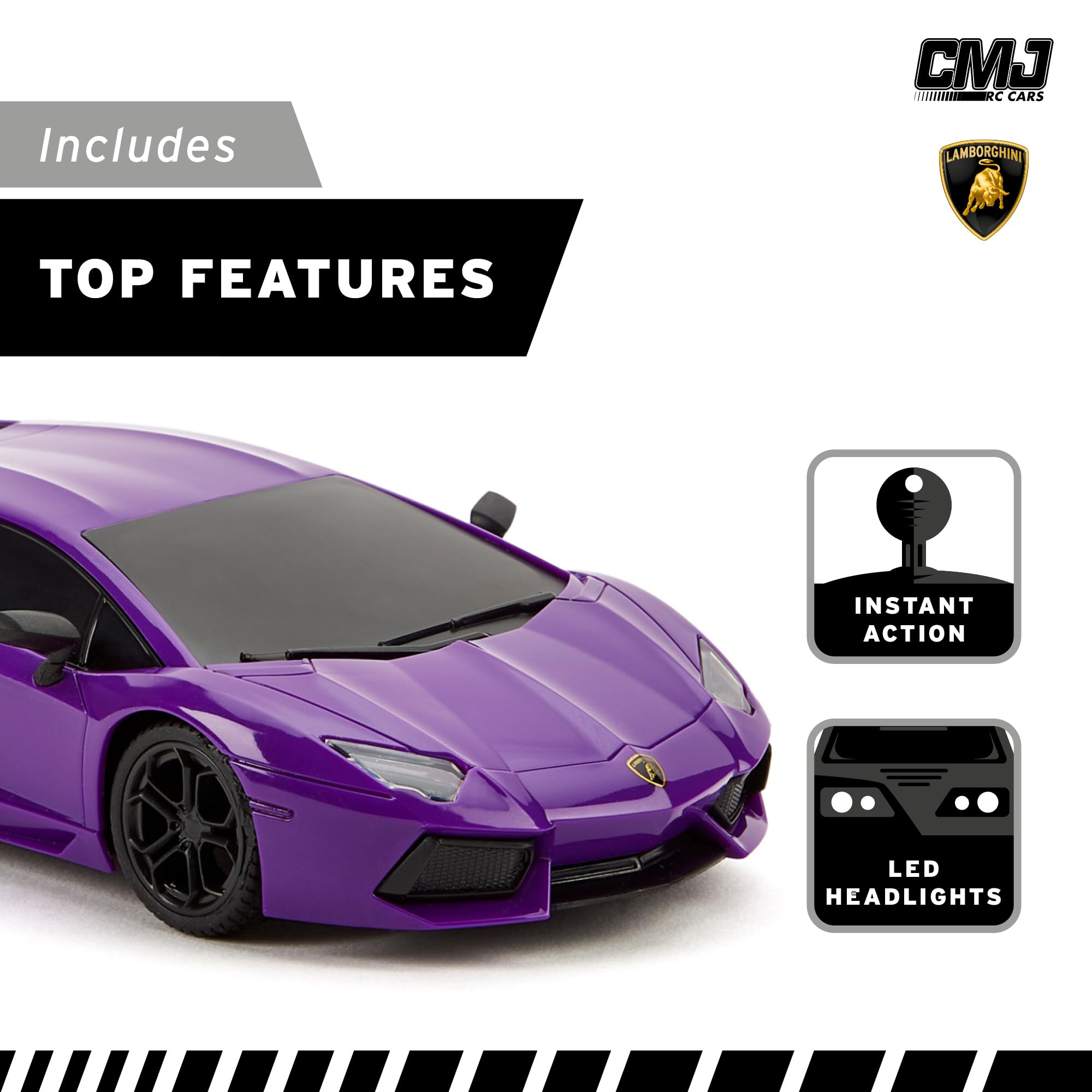 CMJ RC Lamborghini LP700-4 1:24 Scale Remote Control Car - 2.4GHz, LED Lights, Spring Suspension 9