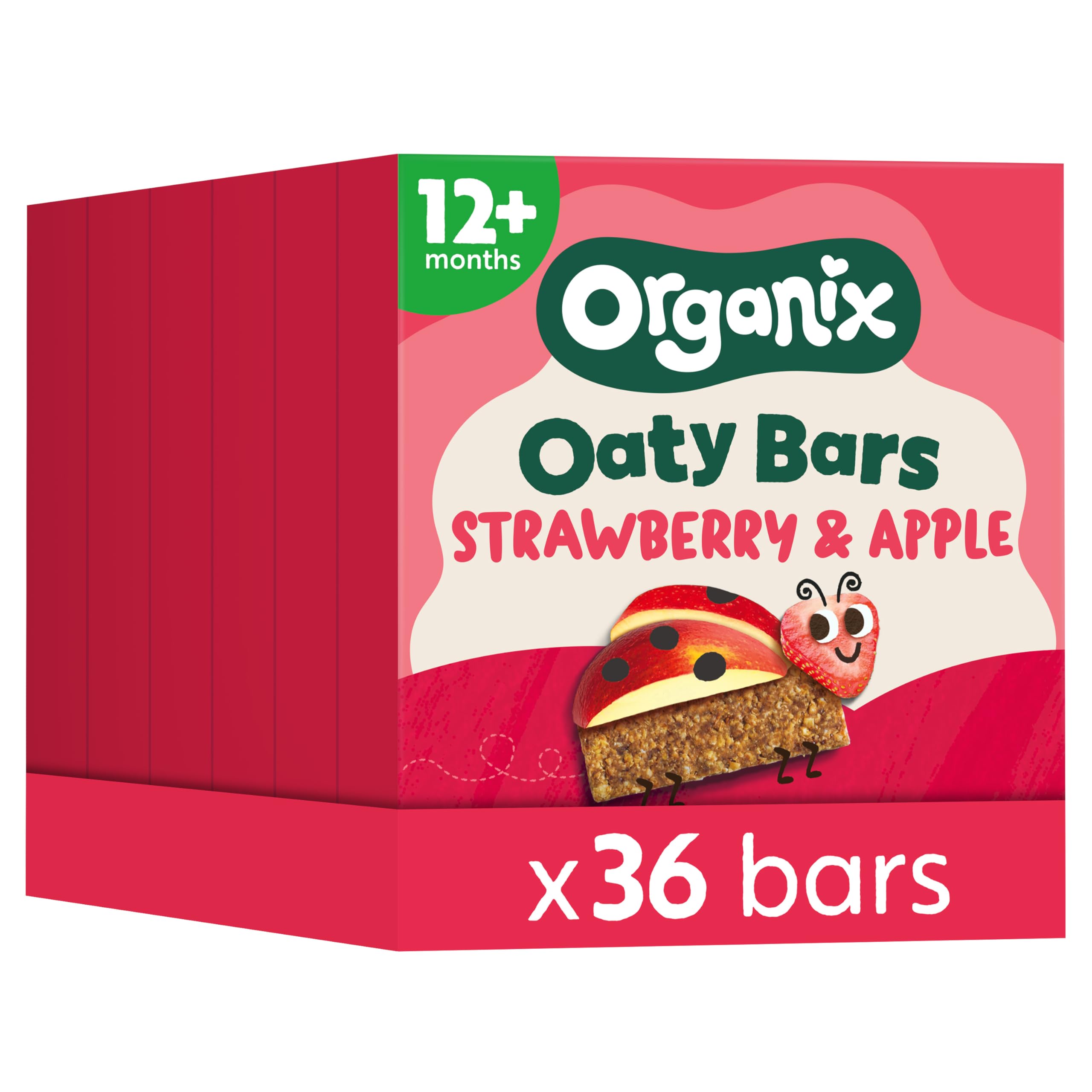 Organix Strawberry & Apple Organic Oaty Snack Bars - 6 Boxes of 6 x 23g
