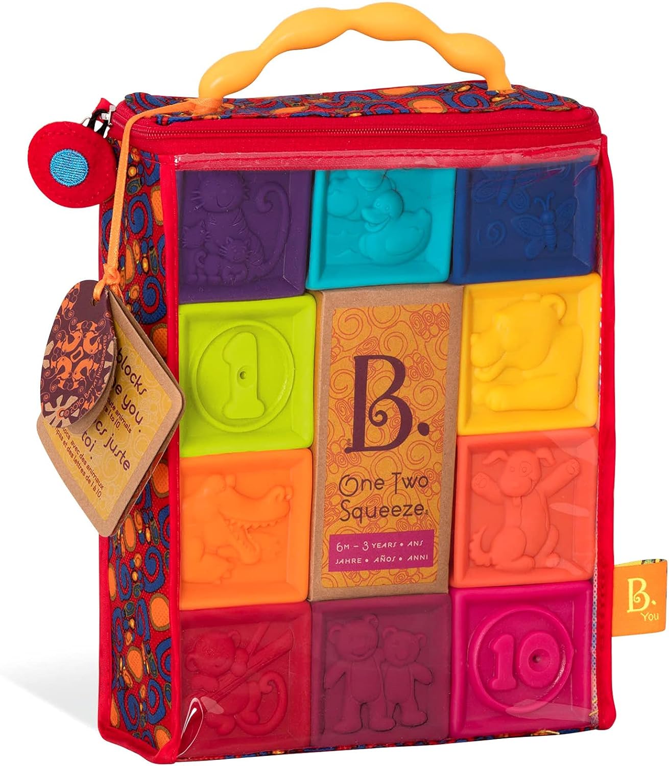 B. Toys One Two Squeeze Baby Blocks - 10 Soft Educational Stacking Blocks for Toddlers 6 Months+ 4