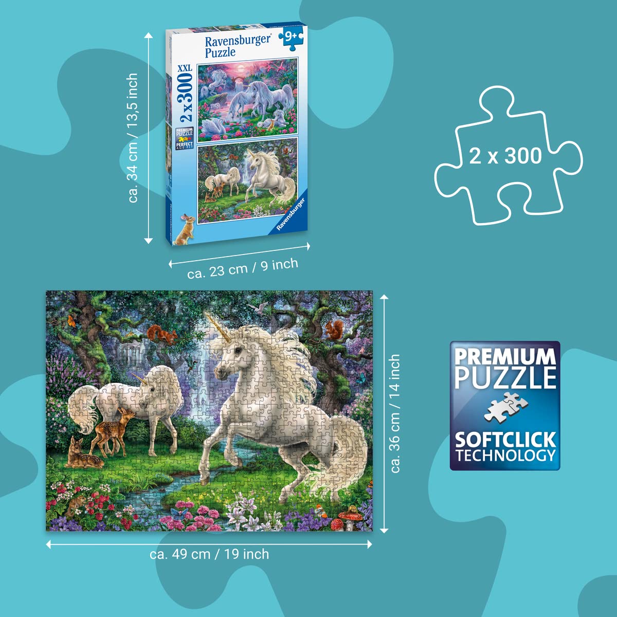 Ravensburger Unicorns Jigsaw Puzzles - 2X 300 Pieces for Kids Age 9 Years and Up 10