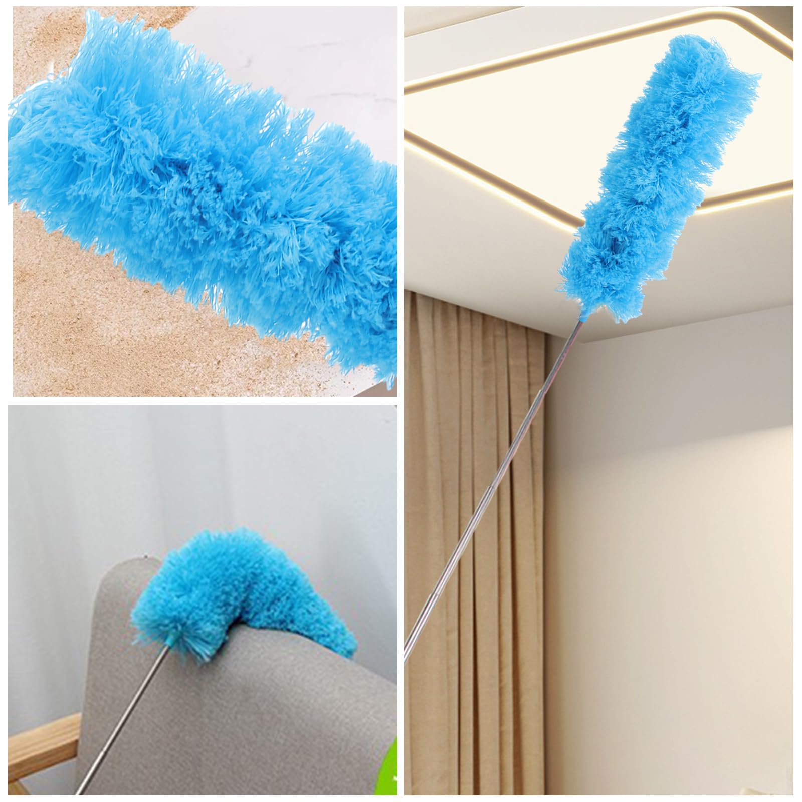 ASelected Extendable Microfiber Duster - Telescoping Stainless Steel Rod up to 275CM | Bendable Head 6