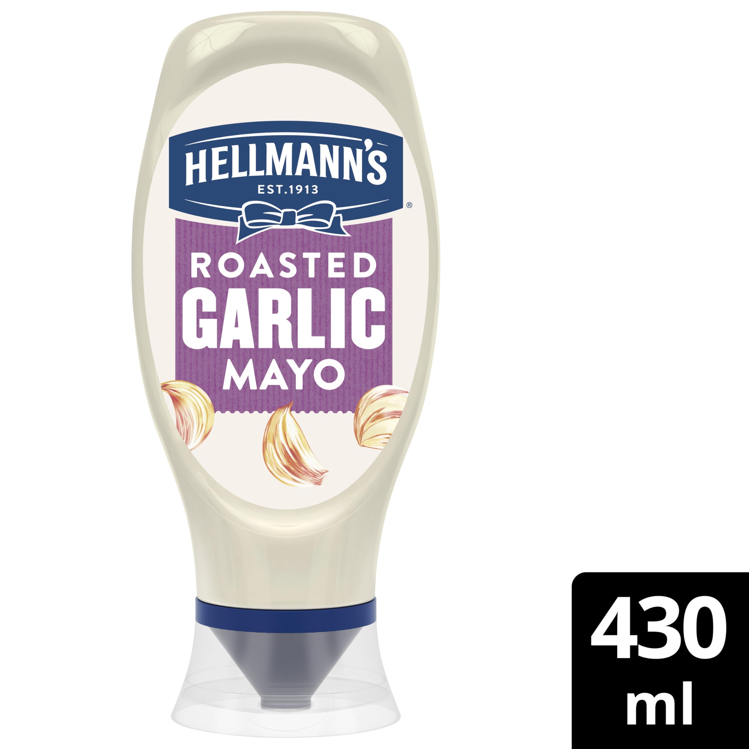 Hellmann's Roasted Garlic Mayonnaise - Creamy Texture, Savoury Flavour | 430ml Bottle