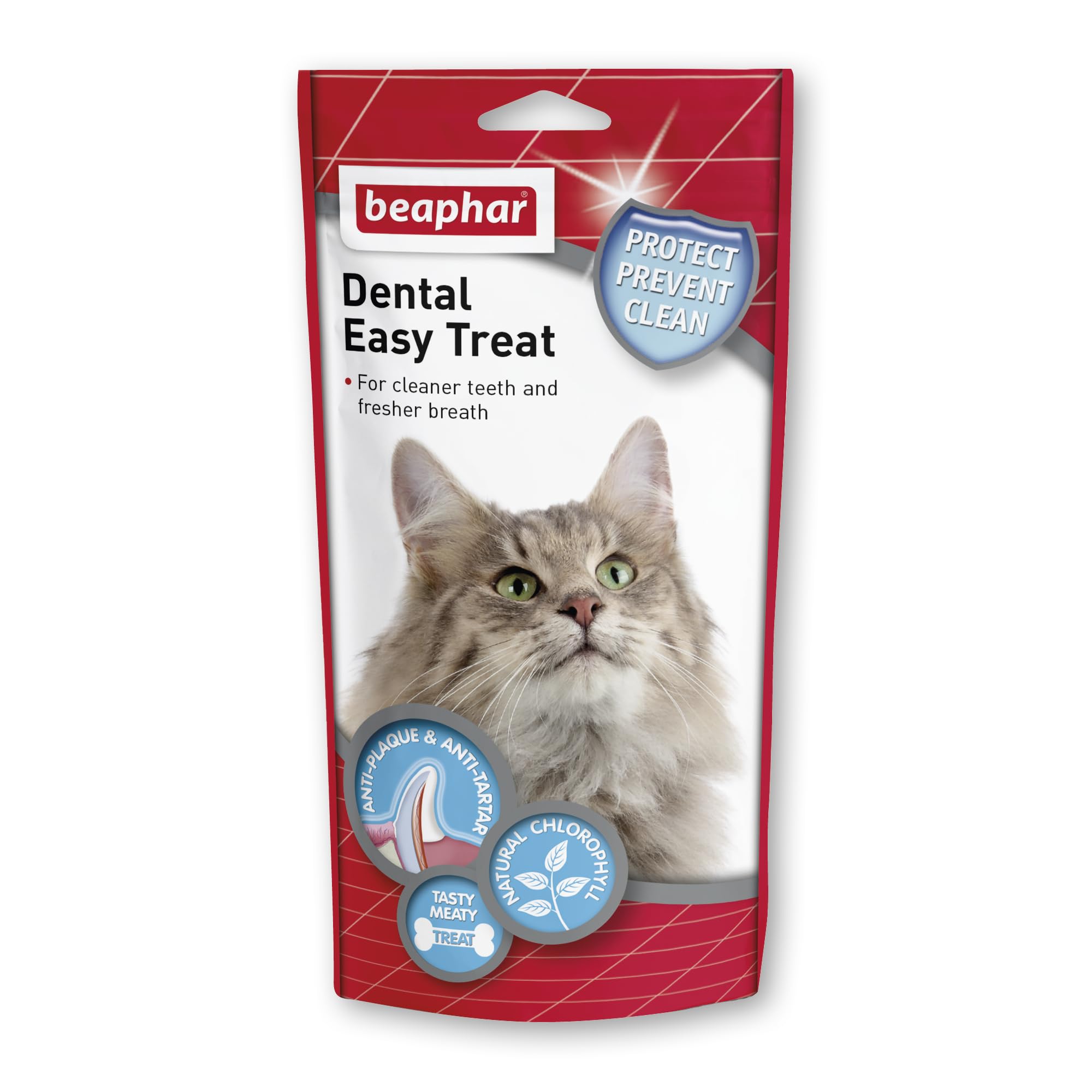 Beaphar Dental Easy Treats for Cats - Cleaner Teeth & Fresher Breath | Chlorophyll Added | All Breeds