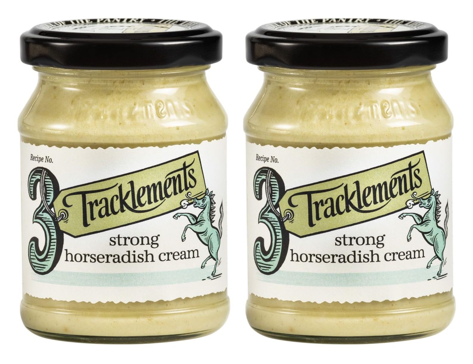 Tracklements Strong Horseradish Cream - Fierce Condiment | Gluten Free | Vegetarian | 140g (Pack of 2)