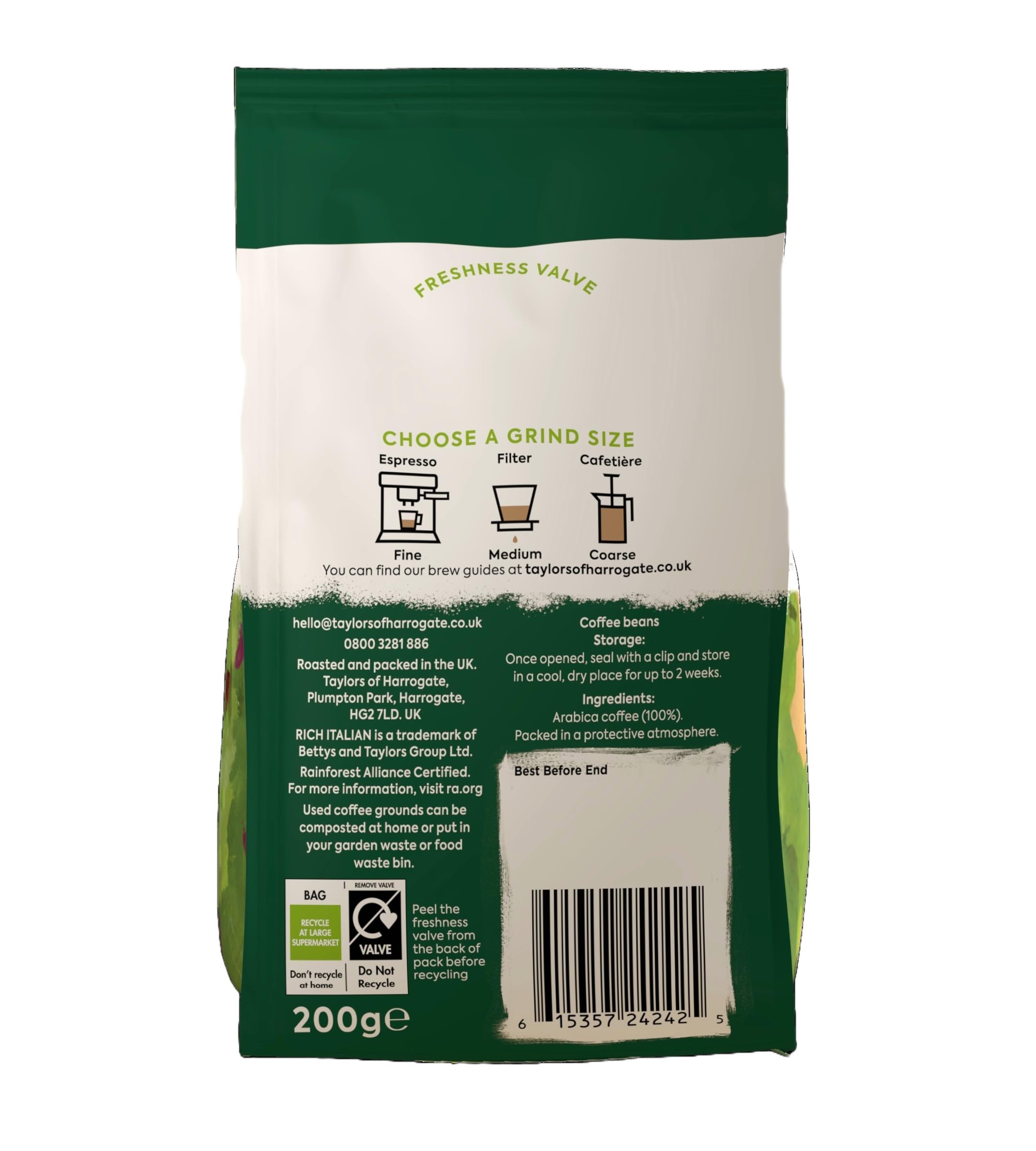 Taylors of Harrogate Reichhaltige italienische Kaffeebohnen, 200 g (6er-Packung – insgesamt 1,2 kg) 4