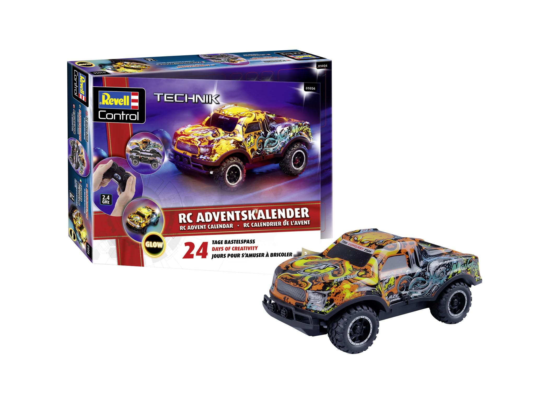 Revell RC Christmas Driver Advent Calendar - 1:22 Scale Light-Up Remote Control Car Building Set