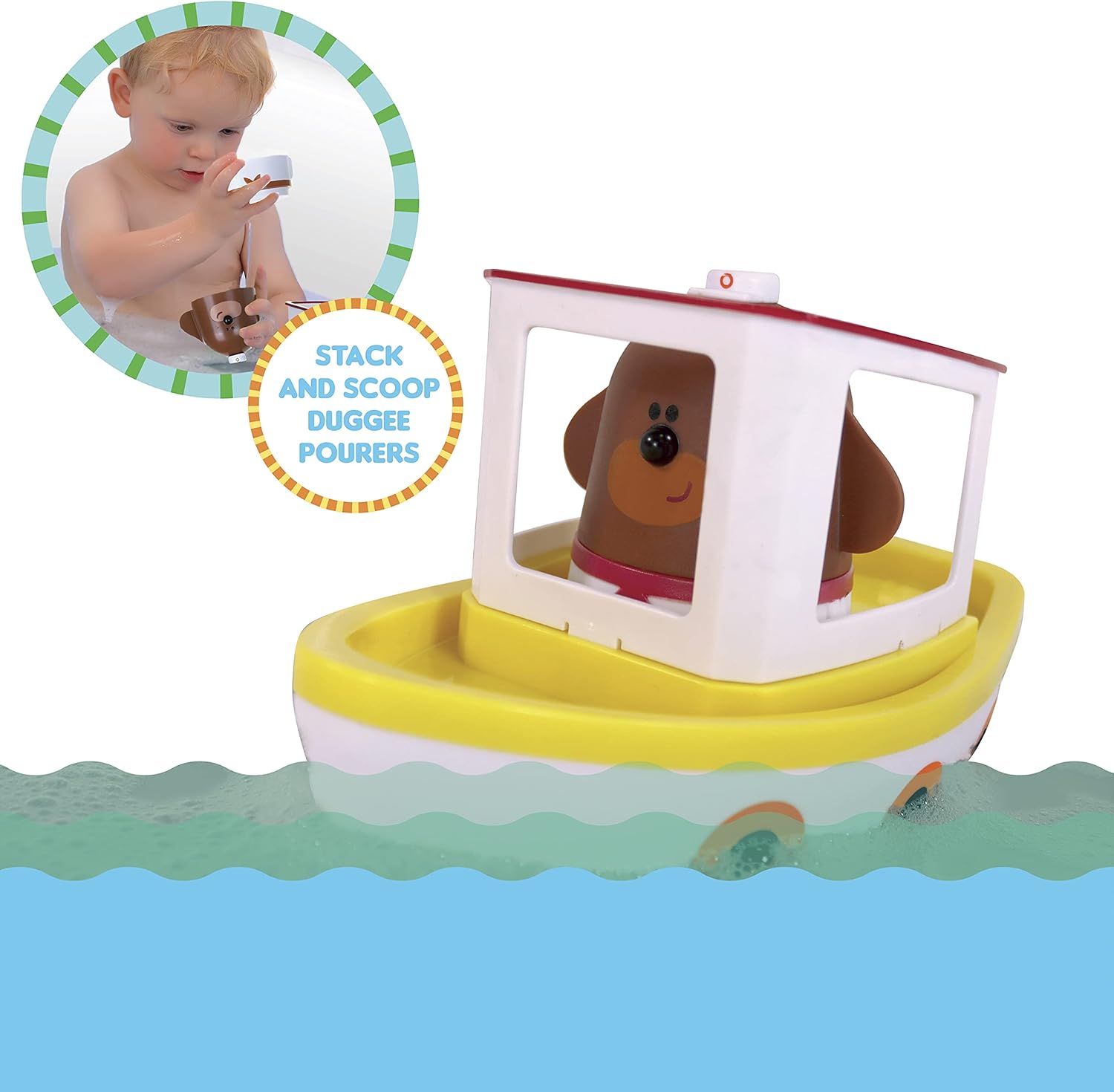 Hey Duggee Lightshow River Boat - Floating Bath Toy with Underwater Lights, Scoop & Pour, 3 Years+ 3