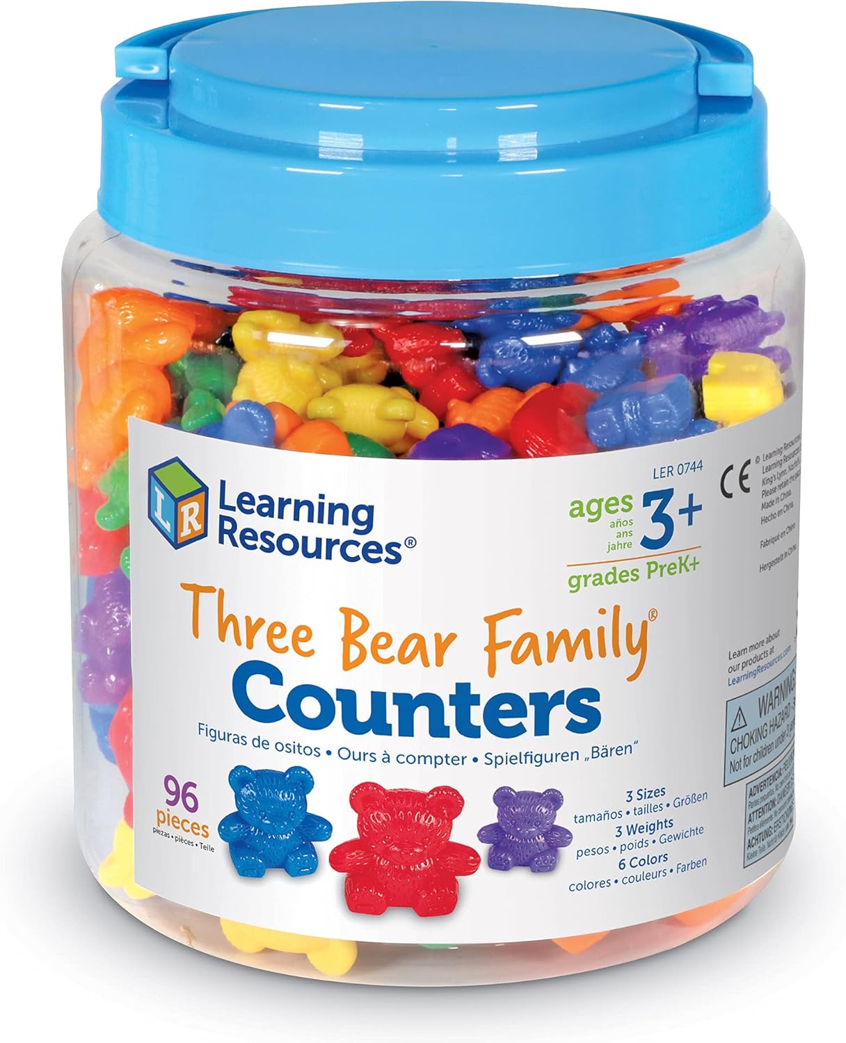 Learning Resources The Original Three Bear Family Counters - 96-Piece Rainbow Maths Set for Ages 3+