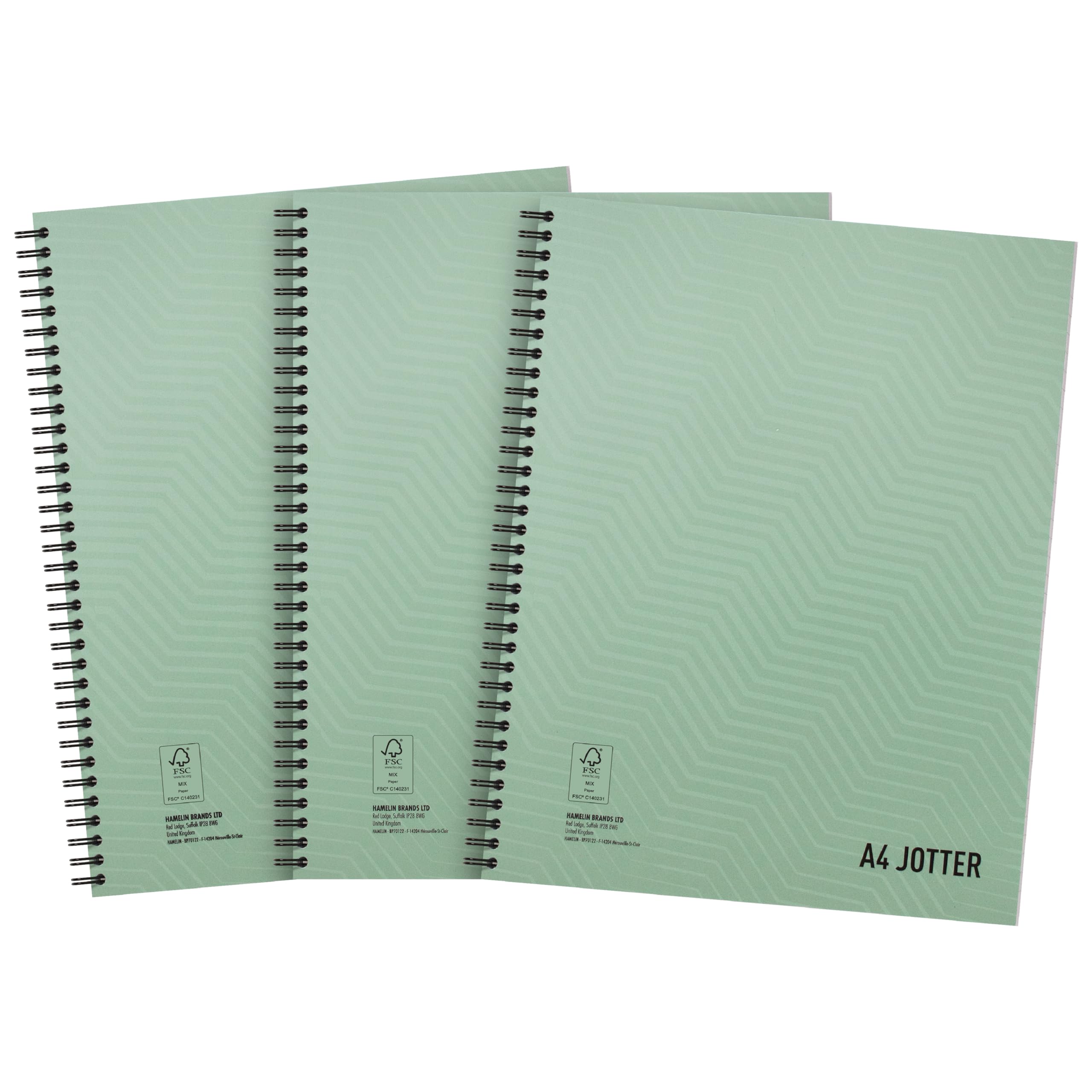 SUMMIT A4 Metallic Wirebound Notebook - 3 Pack, Ruled, 160 Pages, Green