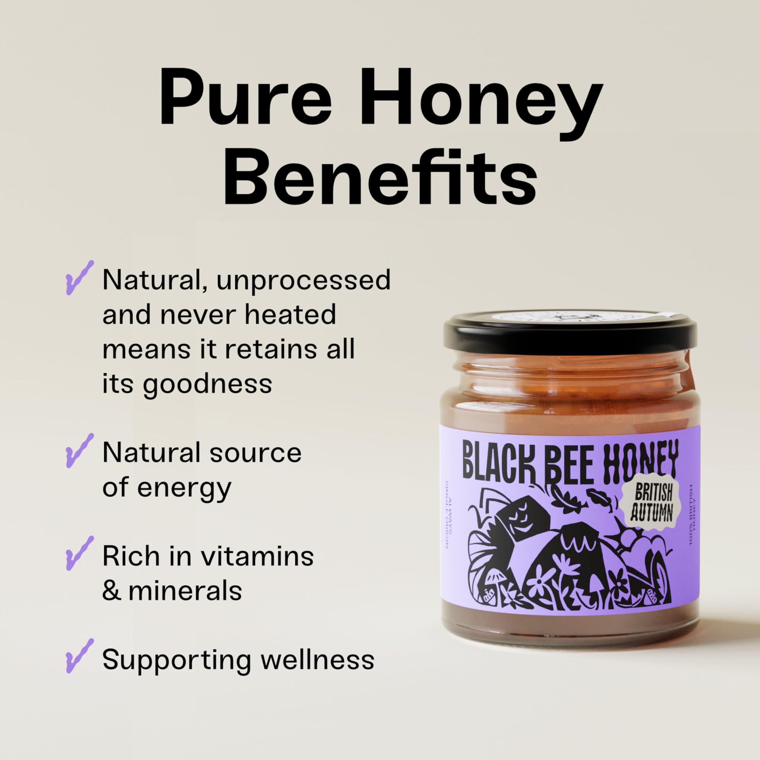 Black Bee Honey - Pure British Autumn Honey, Thick with Bold Aromatic Flavour 3