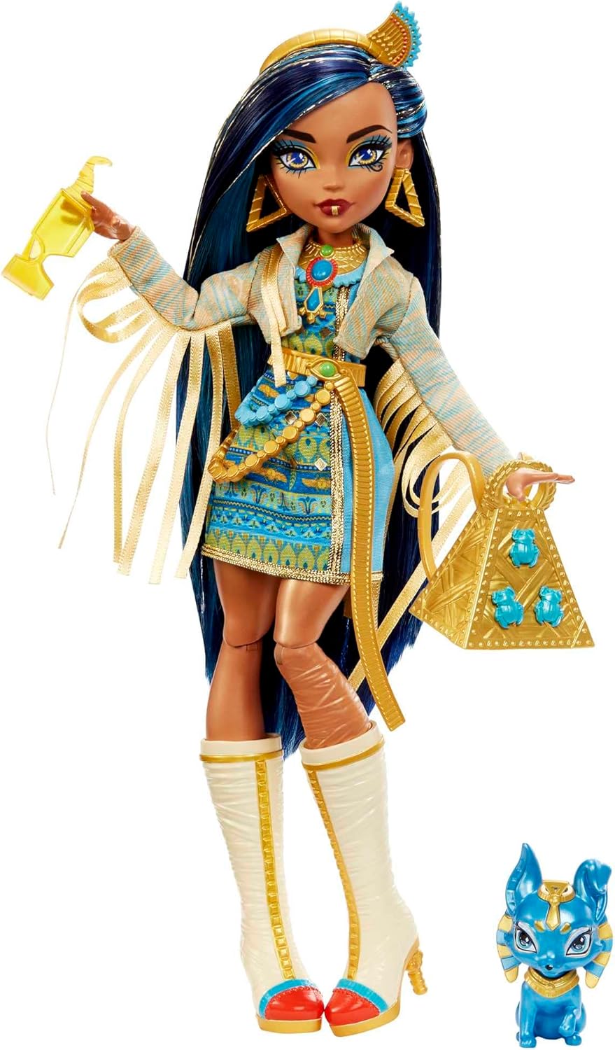 Monster High Cleo De Nile Doll with Pet Tut and Accessories - Posable Fashion Doll for Kids 4+