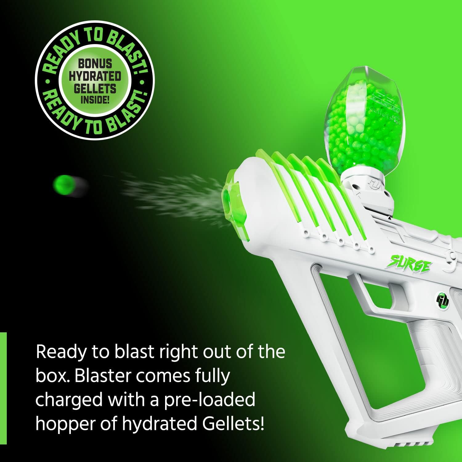 Gel Blaster SURGE Gen3 - 10,800 Rounds, 30m Range, Semi & Fully Automatic - Electric Green 6