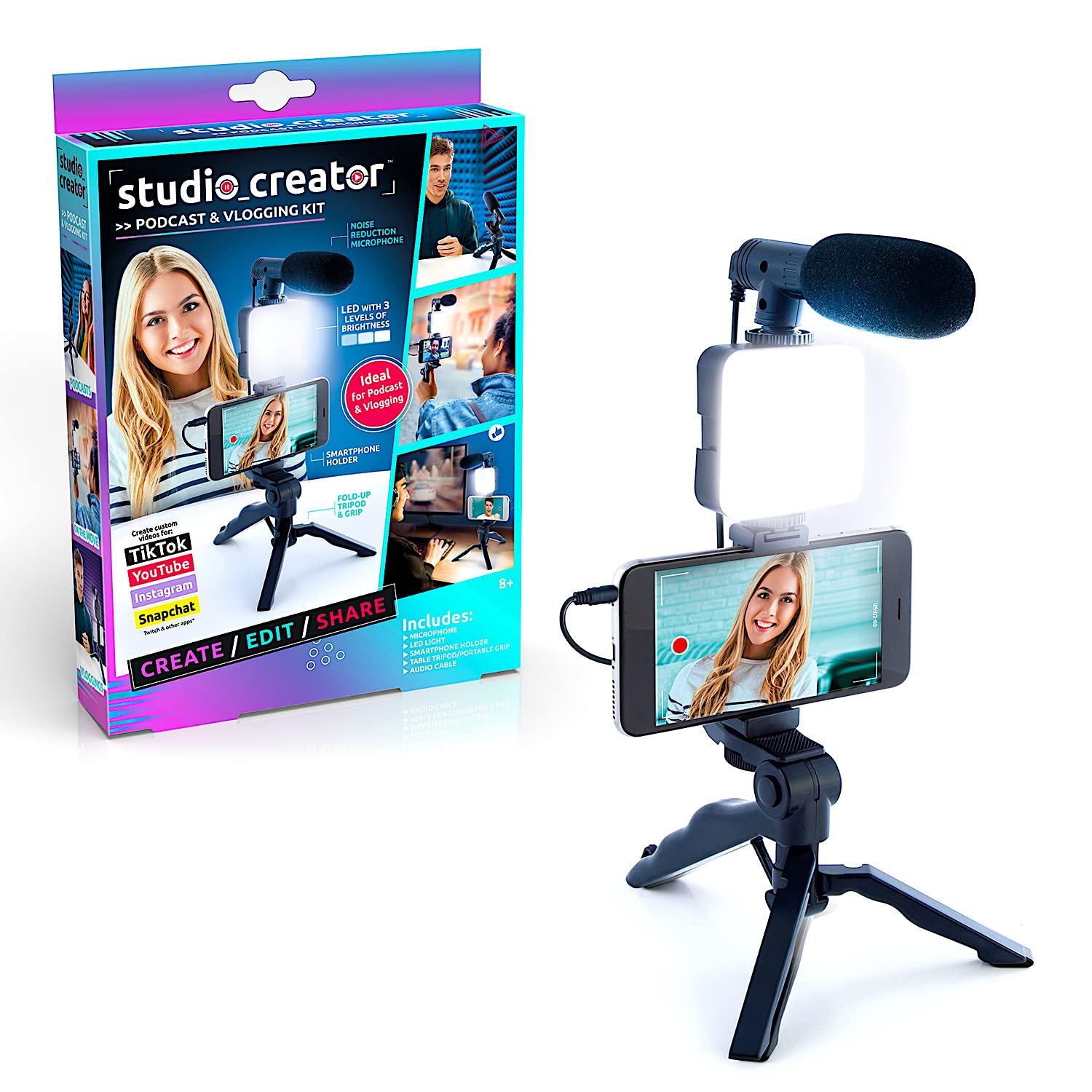 Canal Toys Studio Creator INF 033 Podcast and Vlogging Kit | LED Light, Mic, Tripod | Ages 8+ 1
