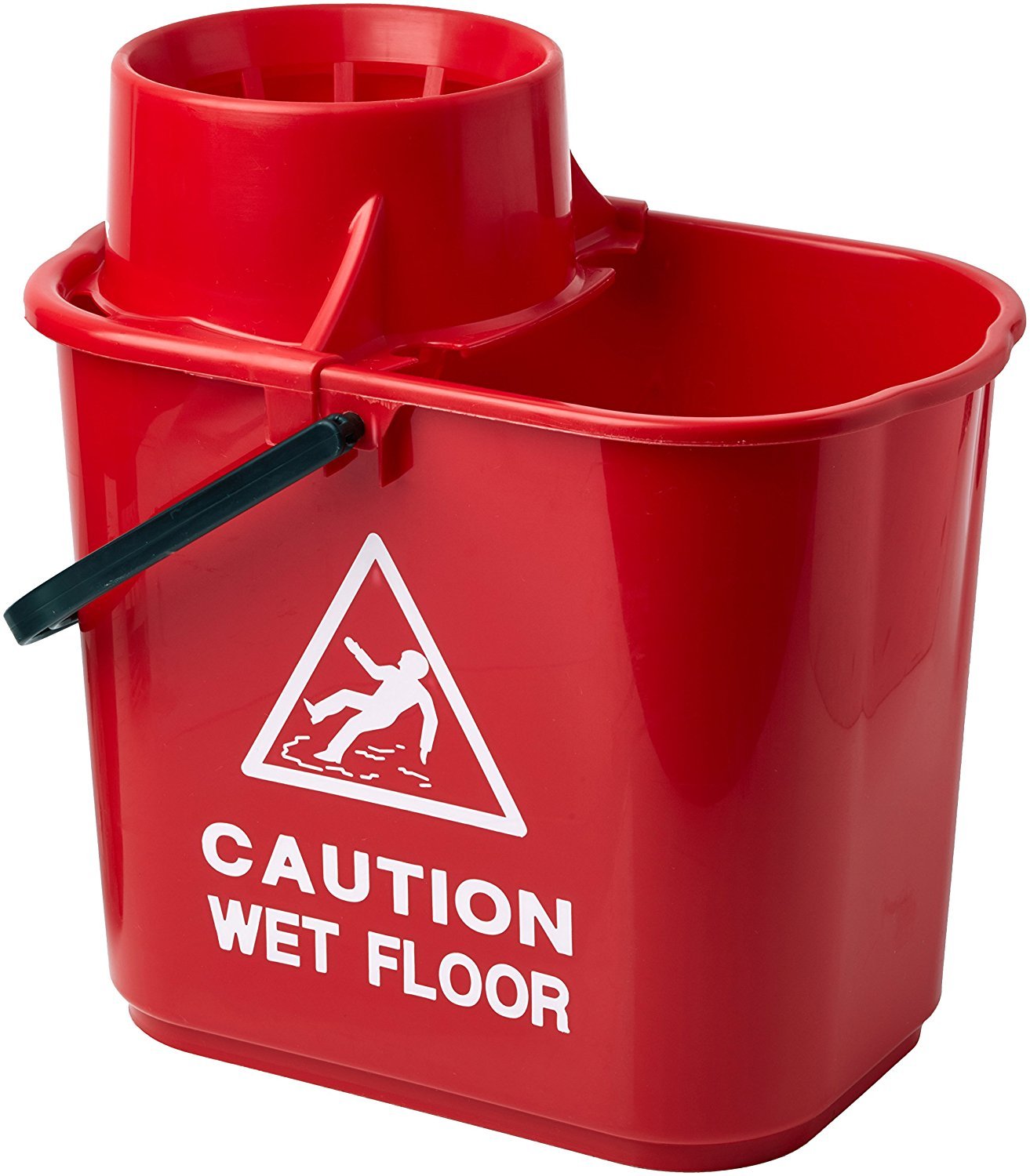 2WORK - SM15RD Plastic Mop Bucket with Wringer, 15 Litre, Red